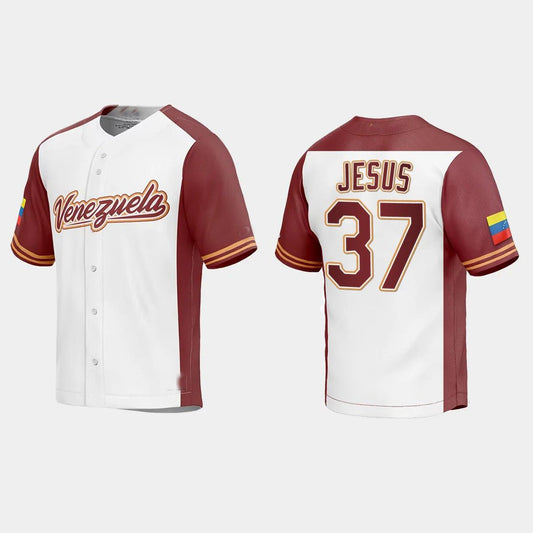 #37 ENMANUEL DE JESUS VENEZUELA BASEBALL 2023 WORLD BASEBALL CLASSIC REPLICA JERSEY ¨C WHITE Stitches Baseball Jerseys baseball jersey product view 1