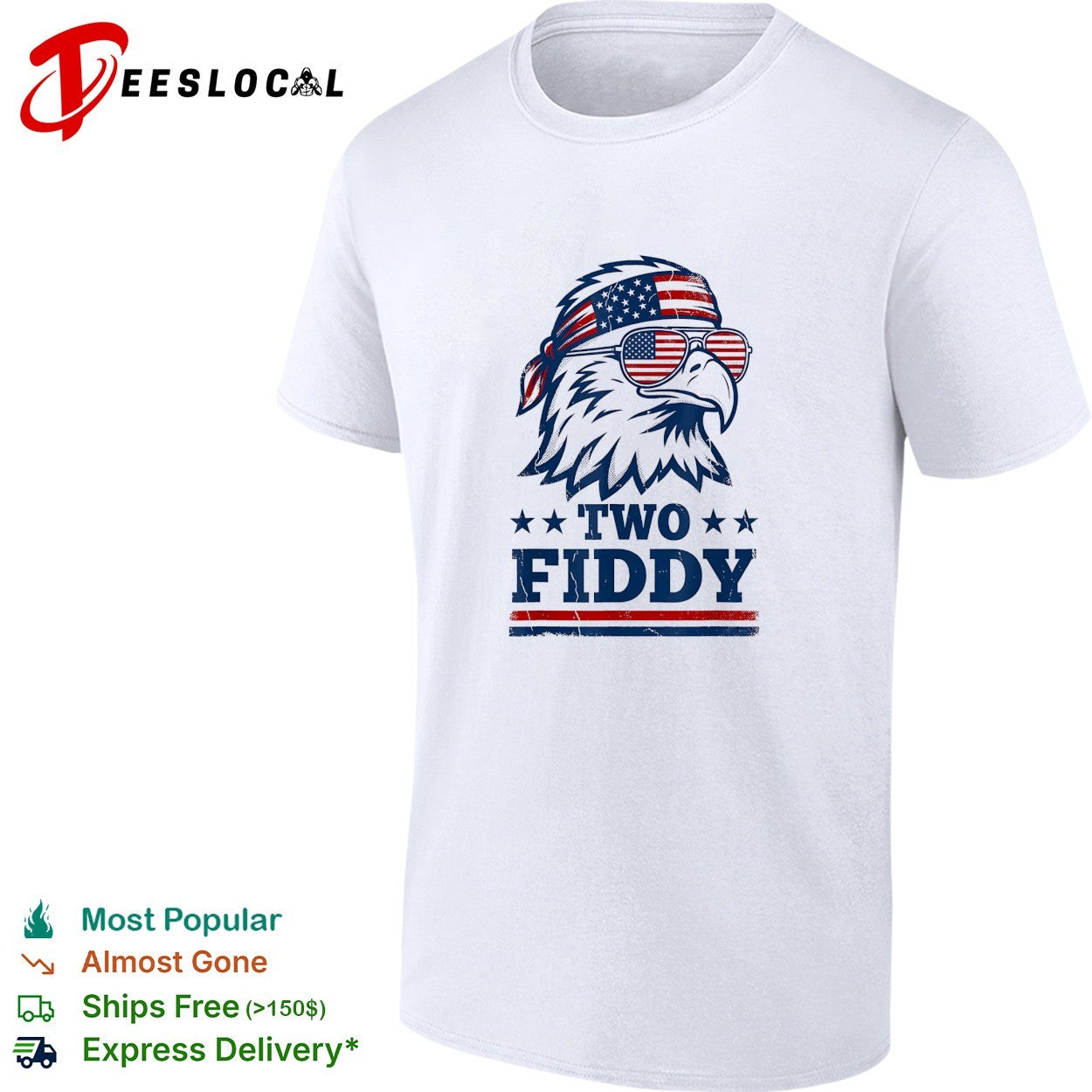 Eagle wearing flag bandana sunglasses two fiddy shirt Unisex T-shirt, Sweatshirt, Hoodie, Long Sleeve Tee - T-Shirt, Sweatshirt, Hoodie