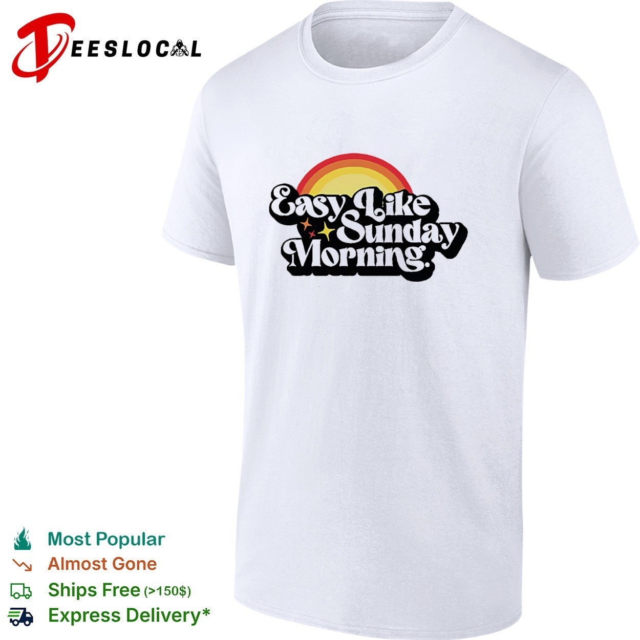 Easy like Sunday morning rainbow shirt Unisex T-shirt, Sweatshirt, Hoodie, Long Sleeve Tee - T-Shirt, Sweatshirt, Hoodie
