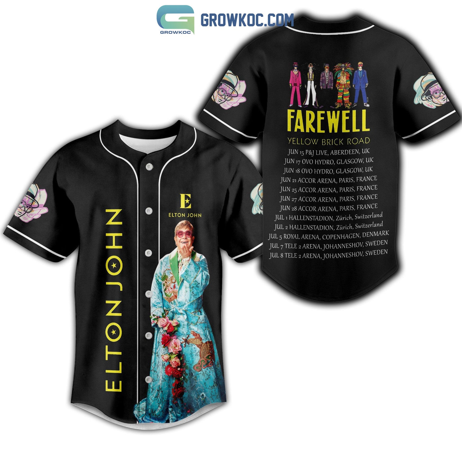 Elton John Farewell Yellow Brick Road Baseball Jersey Unisex T-shirt, Sweatshirt, Hoodie, Long Sleeve Tee - T-Shirt, Sweatshirt, Hoodie