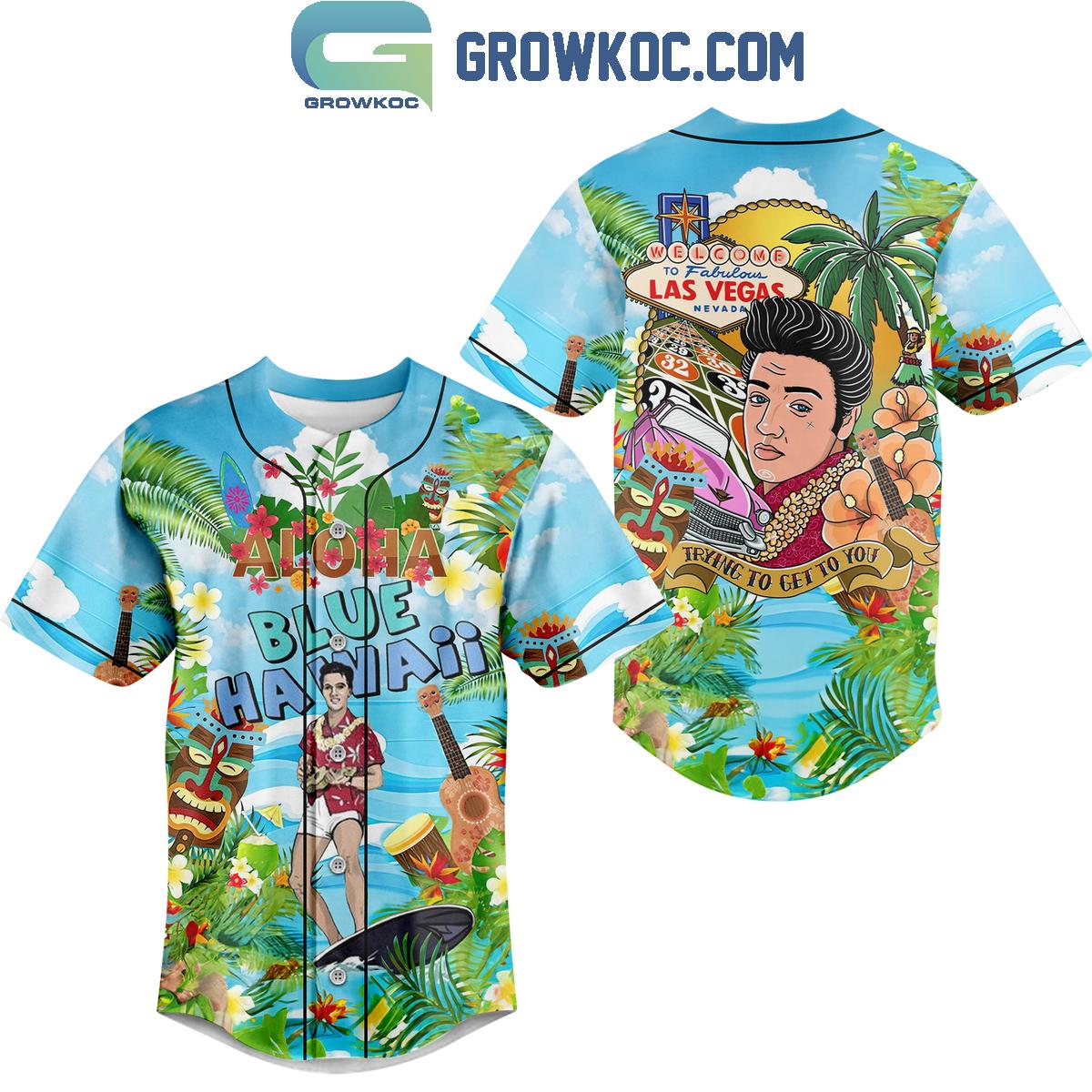 Elvis Presley Aloha Blue Hawaii Fan Personalized Baseball Jersey Unisex T-shirt, Sweatshirt, Hoodie, Long Sleeve Tee - T-Shirt, Sweatshirt, Hoodie