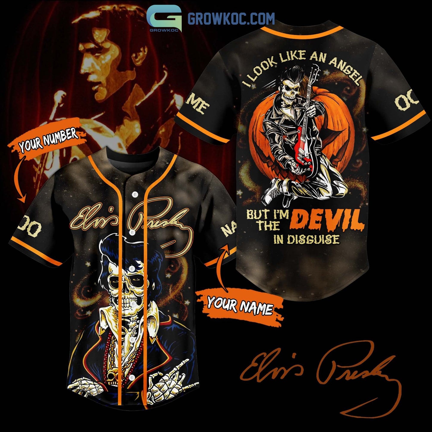 Elvis Presley I Look Like An Angel But Im The Devil In Disguise Personalized Baseball Jersey - T-Shirt, Sweatshirt, Hoodie