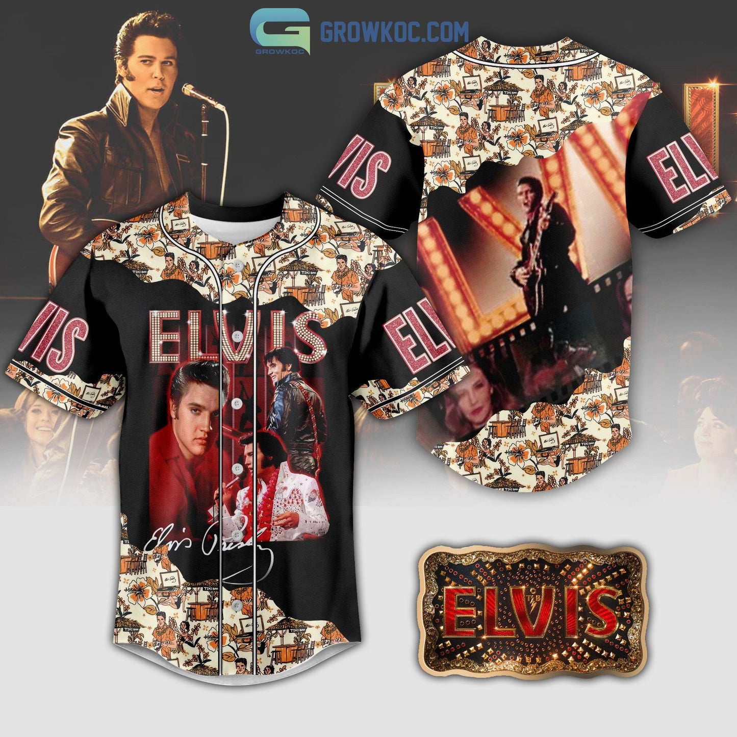 Elvis Presley King Of Rock And Roll Baseball Jersey Unisex T-shirt, Sweatshirt, Hoodie, Long Sleeve Tee - T-Shirt, Sweatshirt, Hoodie