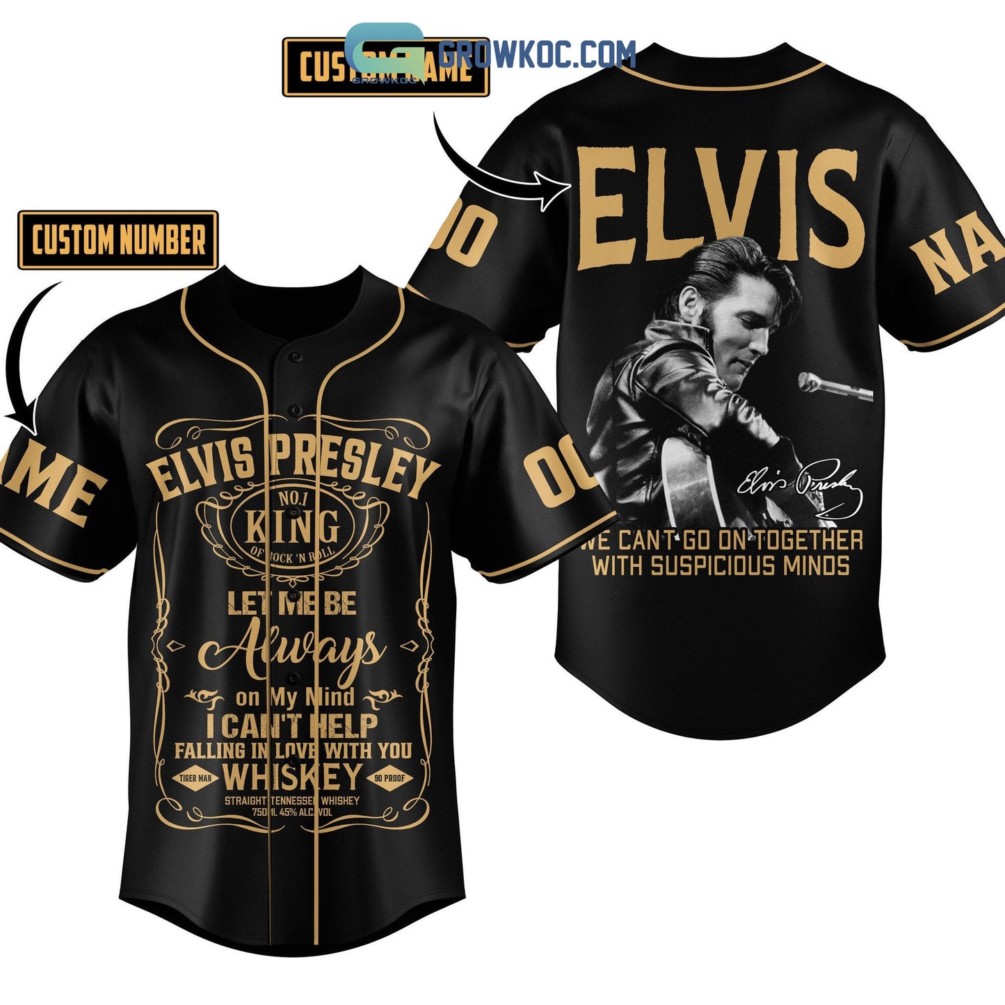 Elvis Presley King Of Rock N Roll Personalized Baseball Jersey Unisex T-shirt, Sweatshirt, Hoodie, Long Sleeve Tee - T-Shirt, Sweatshirt, Hoodie