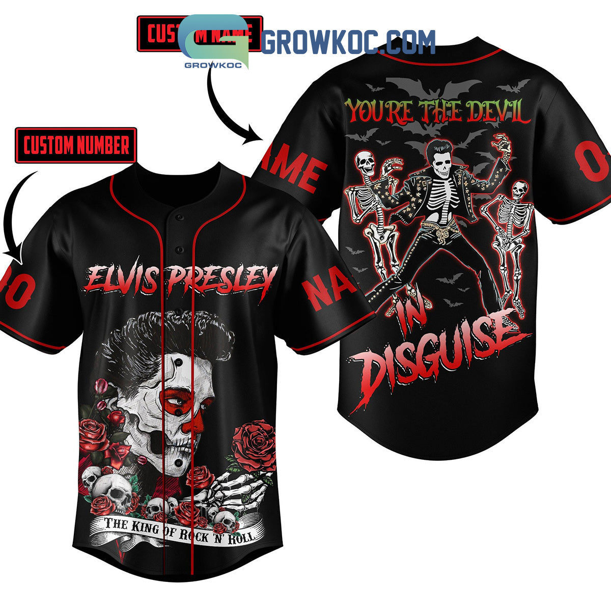 Elvis Presley The King Of Rock N Roll Youre The Devil Disguise Personalized Baseball Jersey - T-Shirt, Sweatshirt, Hoodie