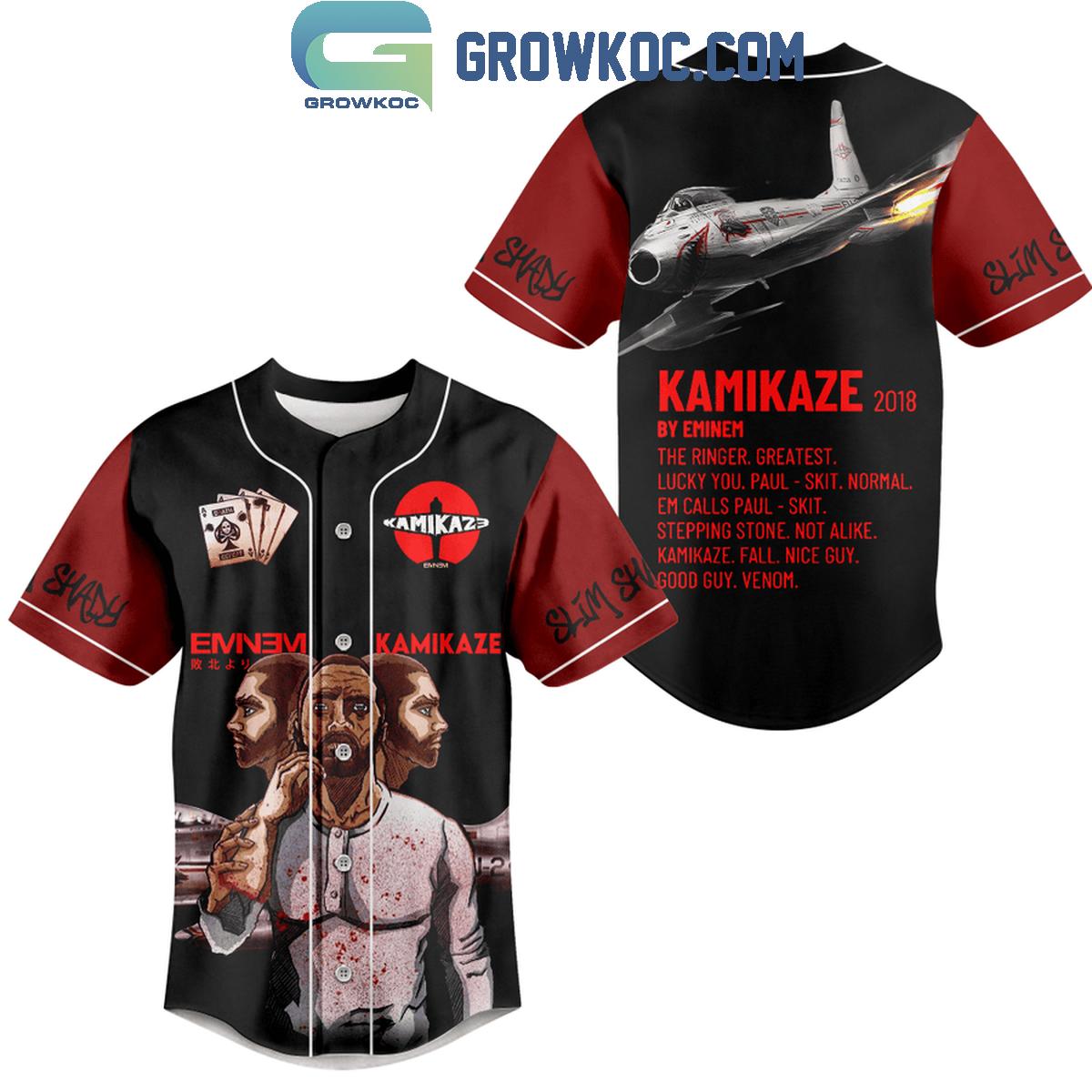 Eminem Kamikaze Since 2018 The Ringer Greatest Personalized Baseball Jersey Unisex T-shirt, Sweatshirt, Hoodie, Long Sleeve Tee - T-Shirt, Sweatshirt, Hoodie