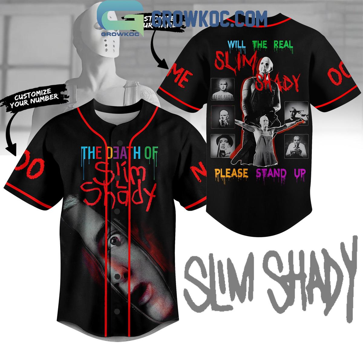 Eminem Real Slim Shady Please Stand Up Personalized Baseball Jersey Unisex T-shirt, Sweatshirt, Hoodie, Long Sleeve Tee - T-Shirt, Sweatshirt, Hoodie