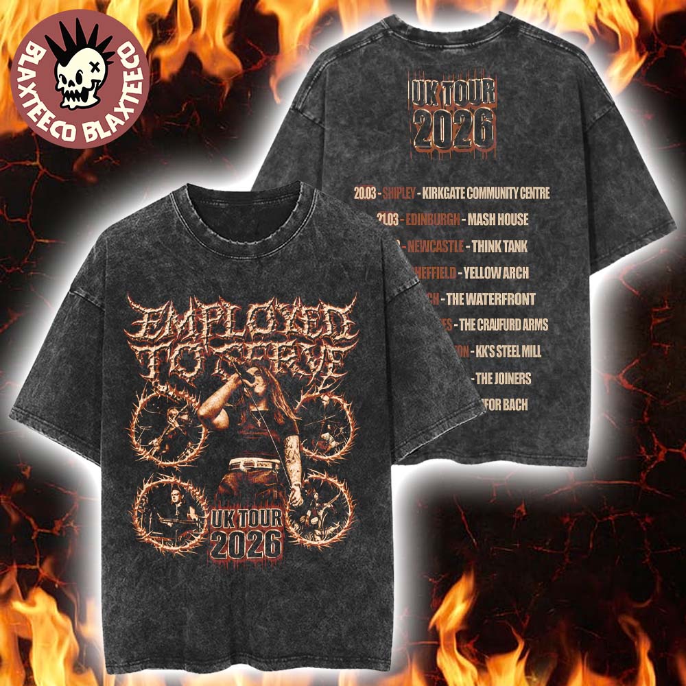 Employed To Serve UK Tour 2026 Merch With Dates Back Vintage Washed Tee Unisex T-shirt, Sweatshirt, Hoodie, Long Sleeve Tee - T-Shirt, Sweatshirt, Hoodie