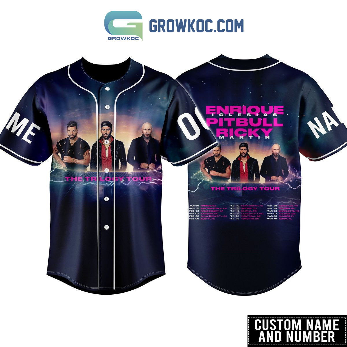 Enrique Iglesias Pitbull Ricky Tour 2024 Personalized Baseball Jersey Unisex T-shirt, Sweatshirt, Hoodie, Long Sleeve Tee - T-Shirt, Sweatshirt, Hoodie