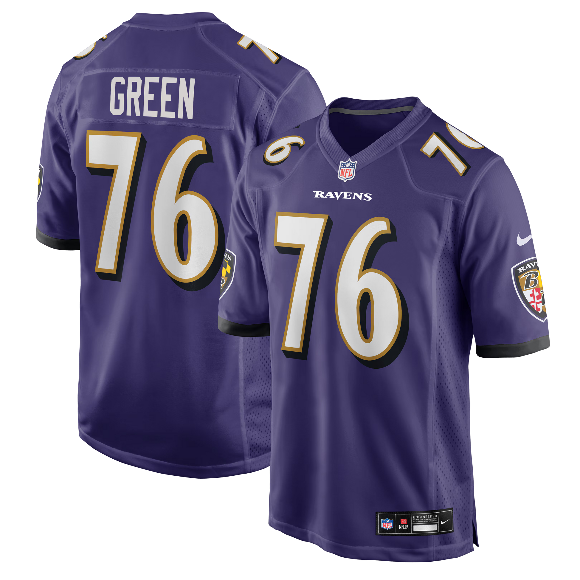 Baltimore Ravens Kenyon Green Purple Team Game Jersey football jersey product view 1