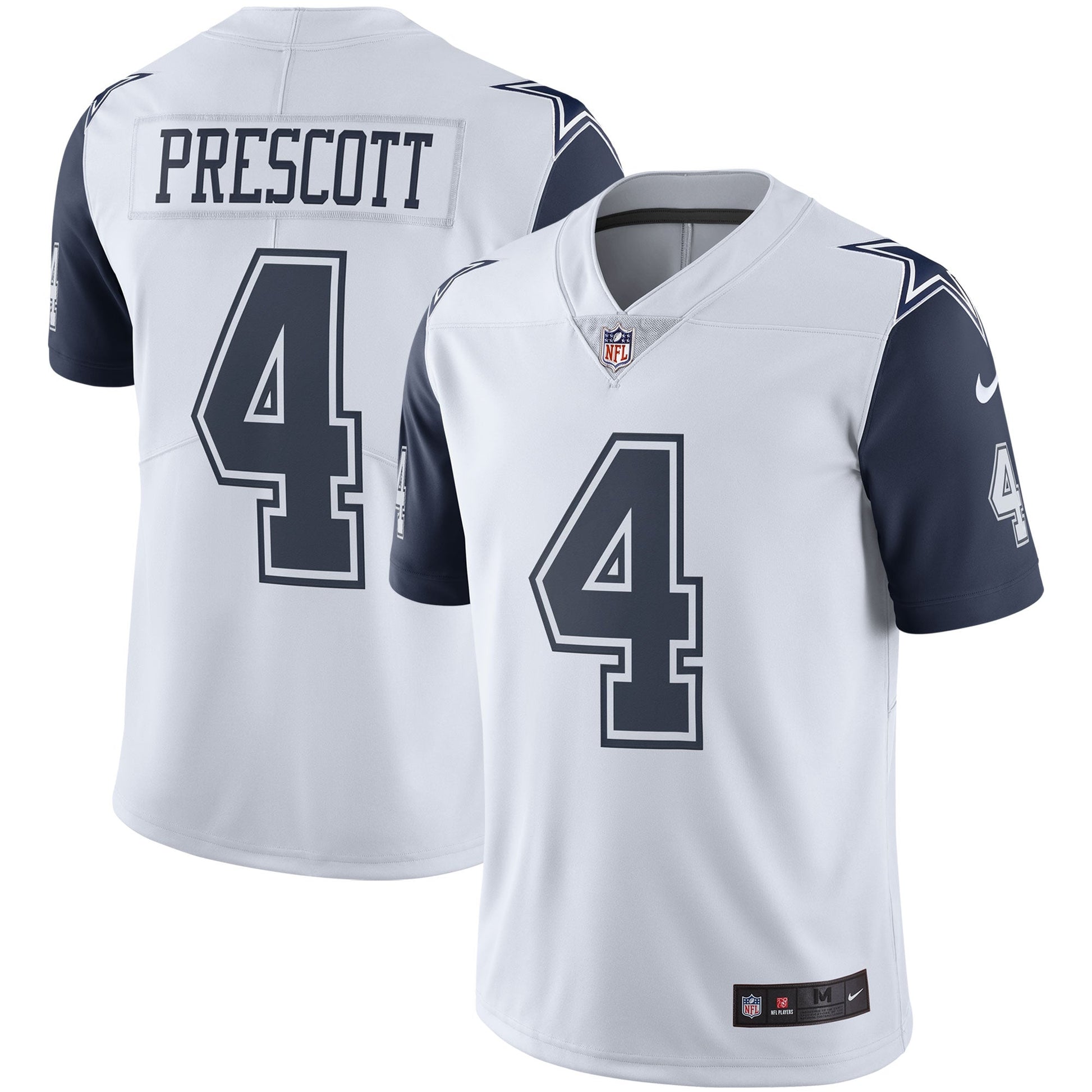 Dallas Cowboys Dak Prescott White Color Rush Vapor Limited Jersey football jersey product view 1