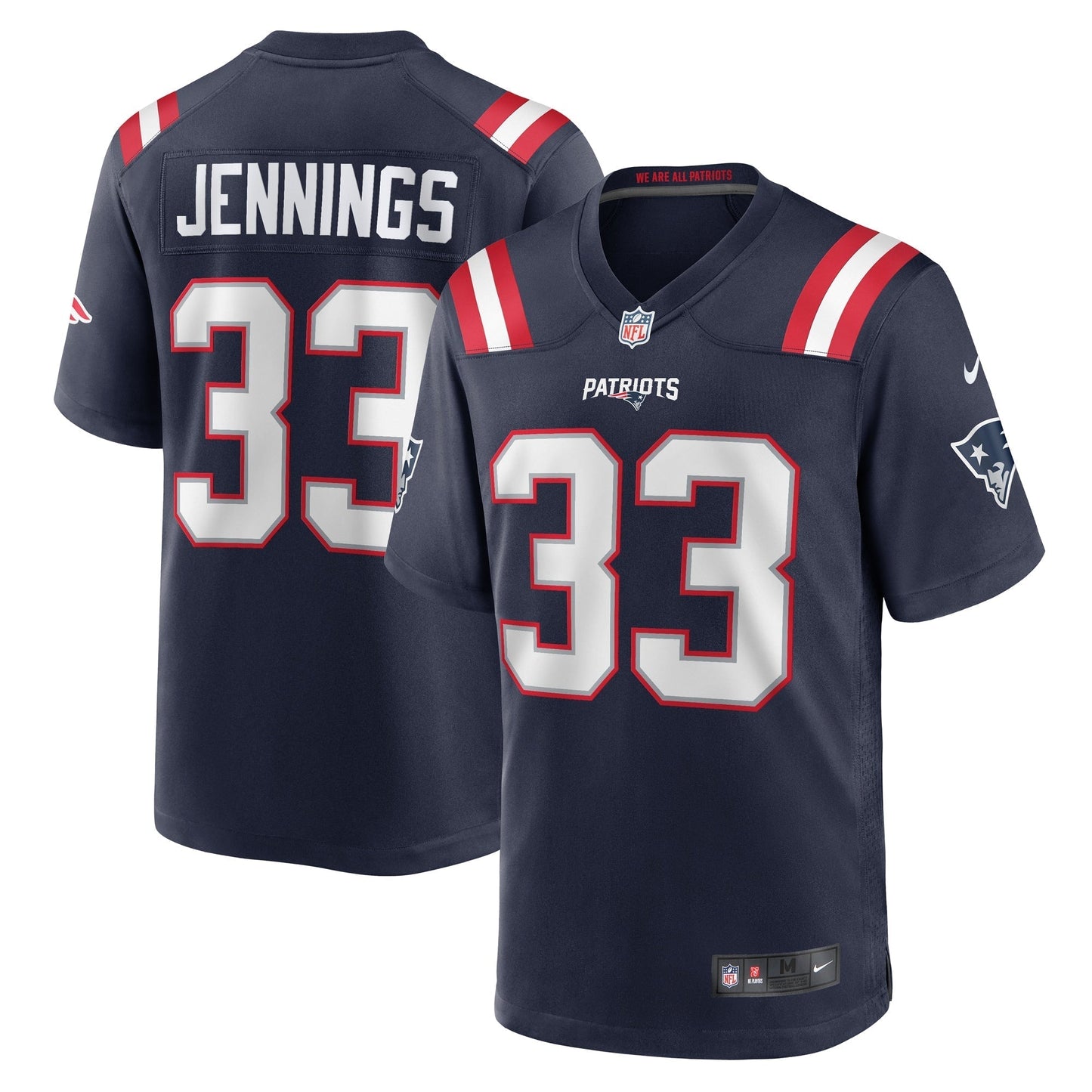 New England Patriots Anfernee Jennings Navy Team Game Jersey football jersey product view 1