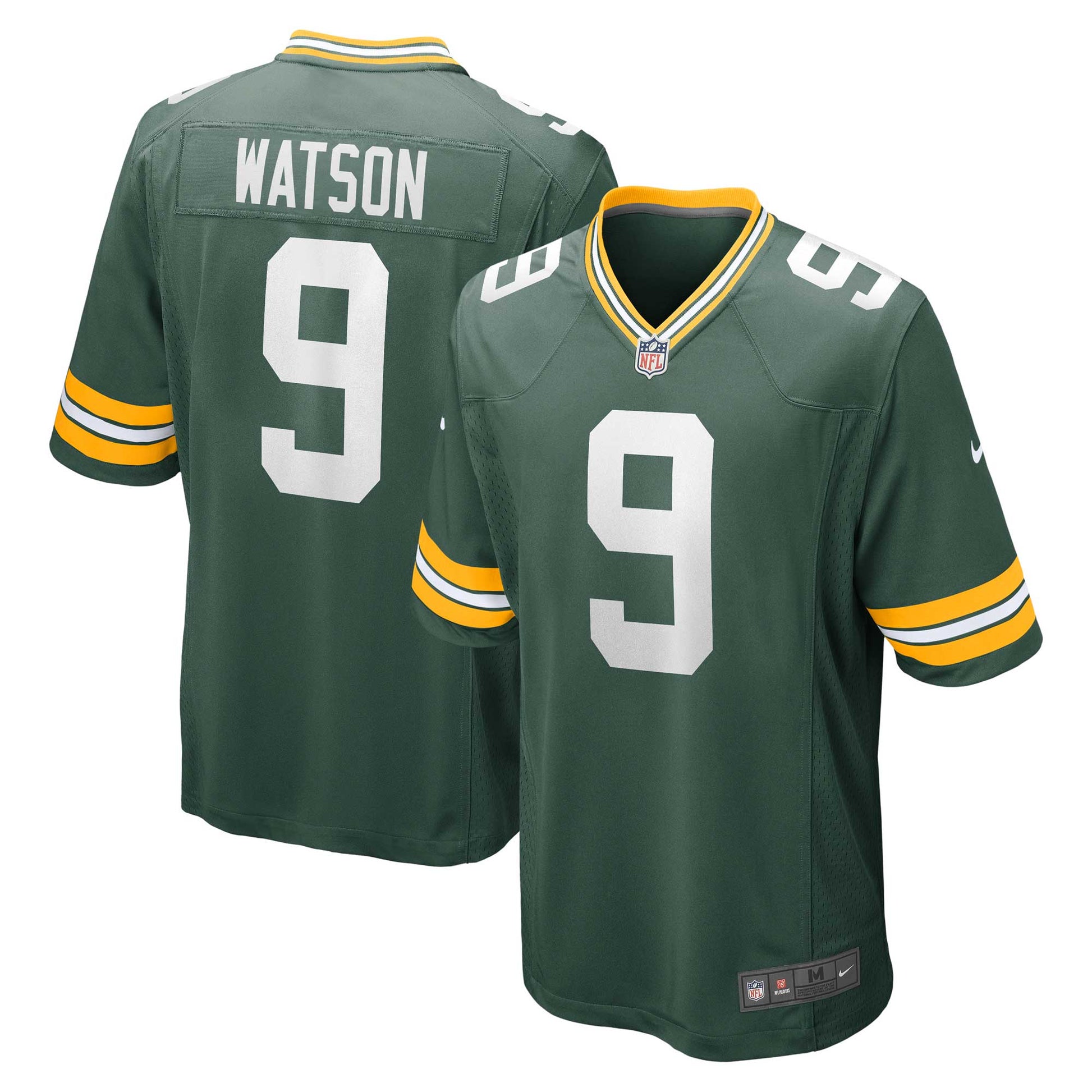 Green Bay Packers Christian Watson Green Game Jersey football jersey product view 1