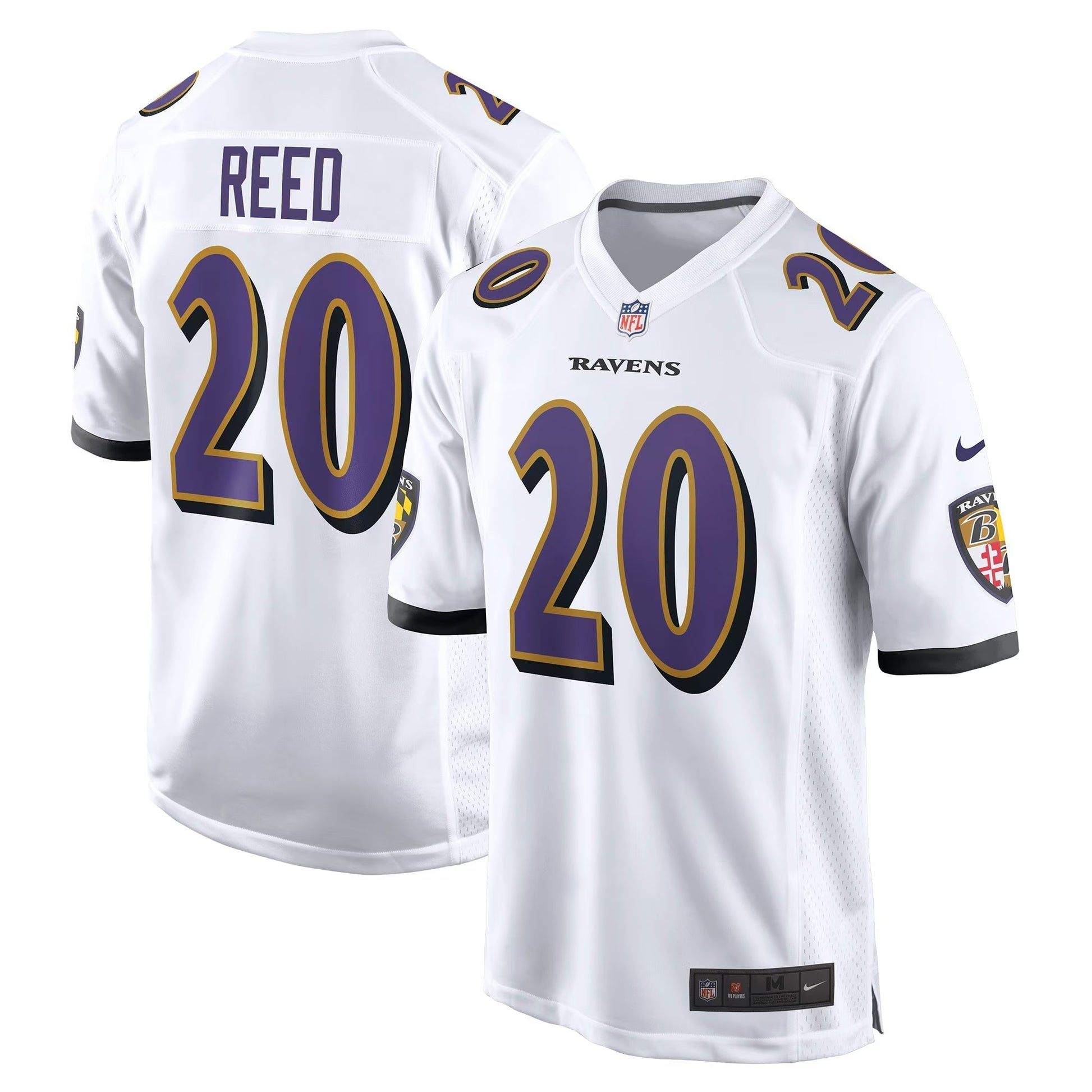 Baltimore Ravens Ed Reed White Retired Player Game Jersey football jersey product view 1