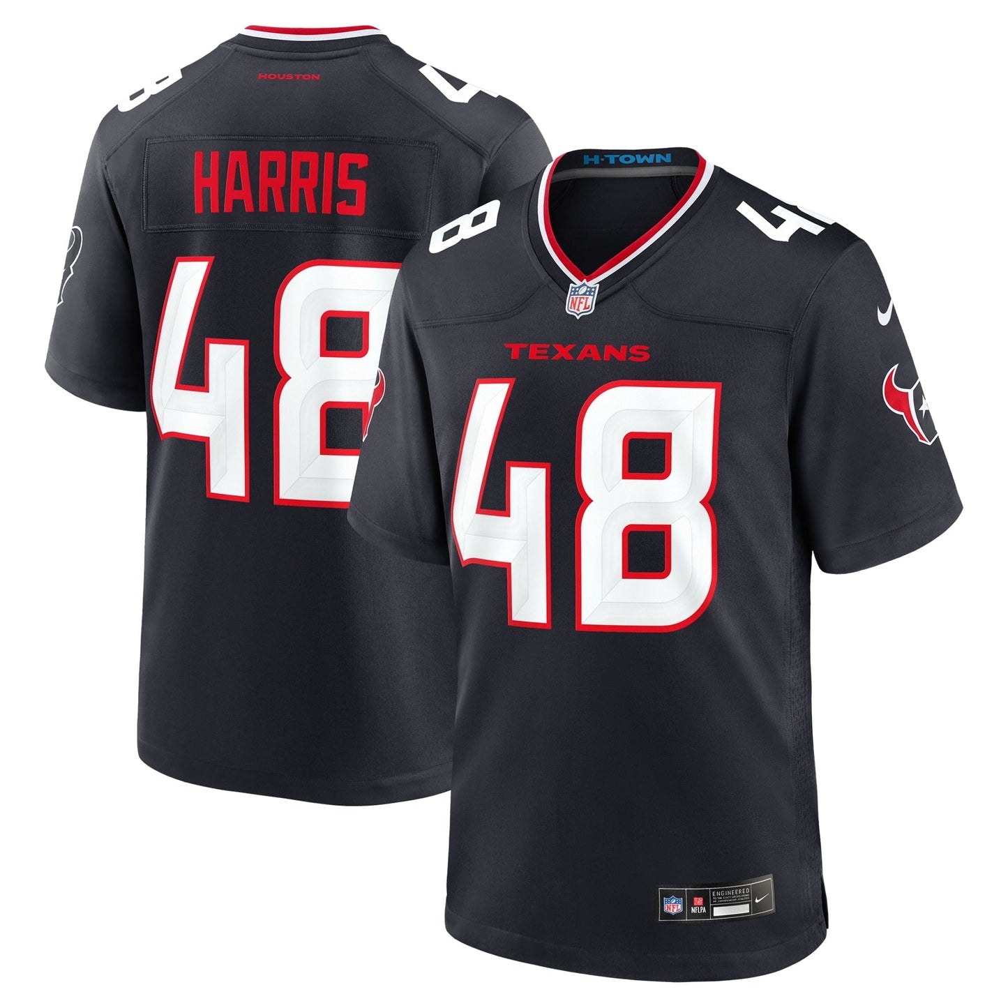 Houston Texans Christian Harris Navy Team Game Jersey football jersey product view 1