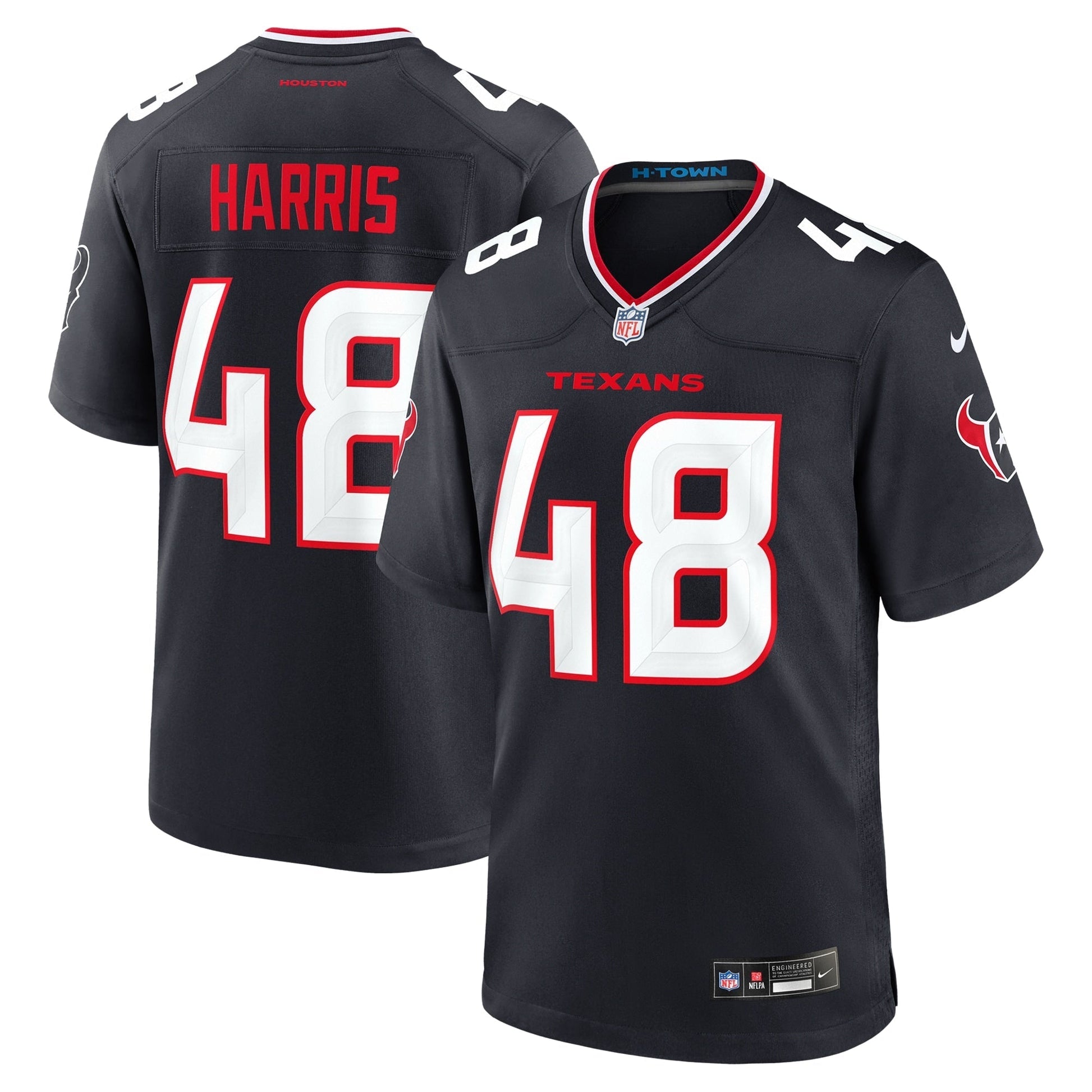 Houston Texans Christian Harris Navy Team Game Jersey football jersey product view 1