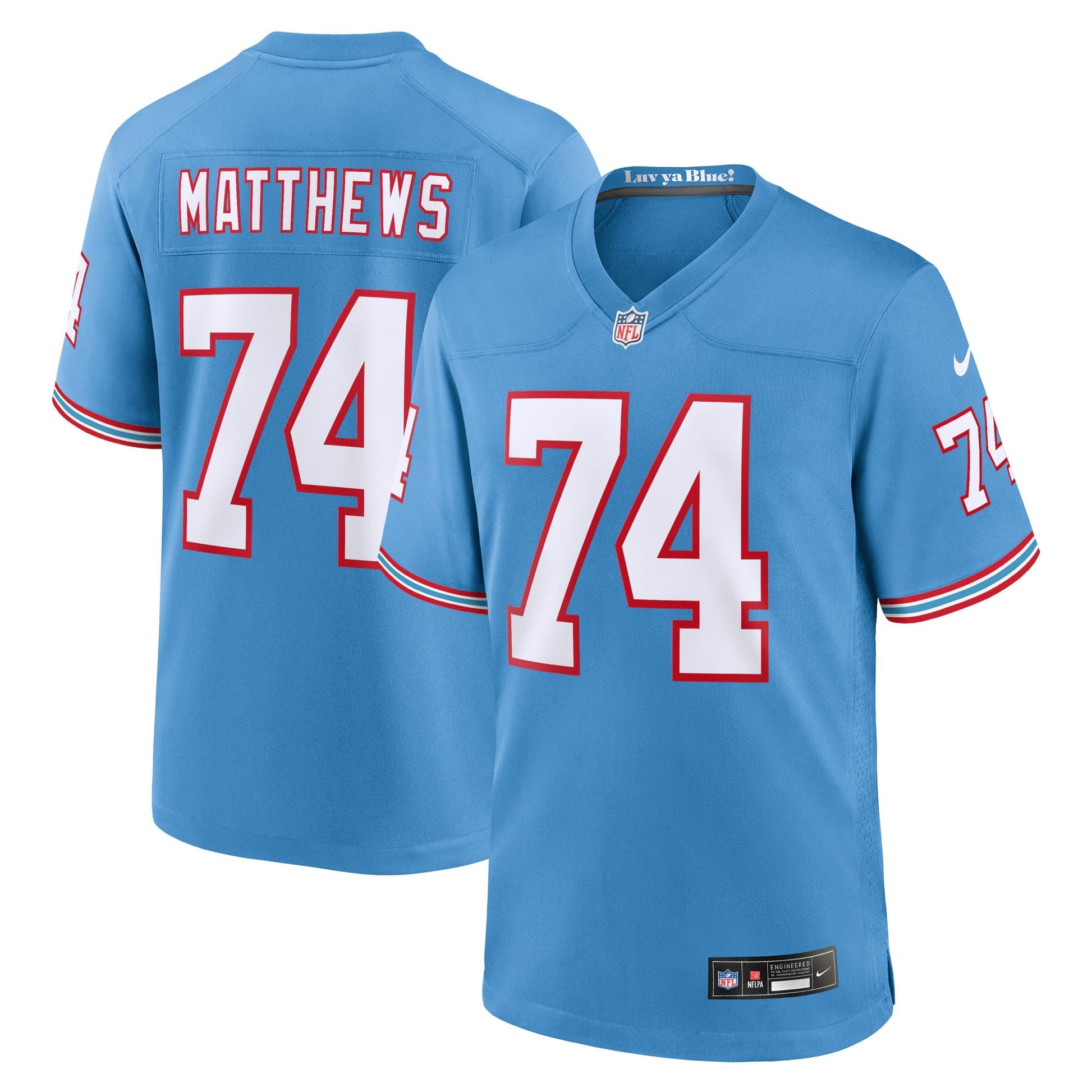 Tennessee Titans Bruce Matthews Light Blue Retired Player Alternate Game Jersey football jersey product view 1