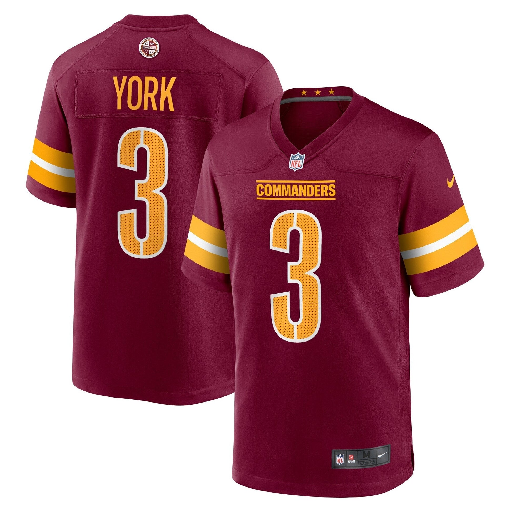 Washington Commanders Cade York Burgundy Game Jersey football jersey product view 1
