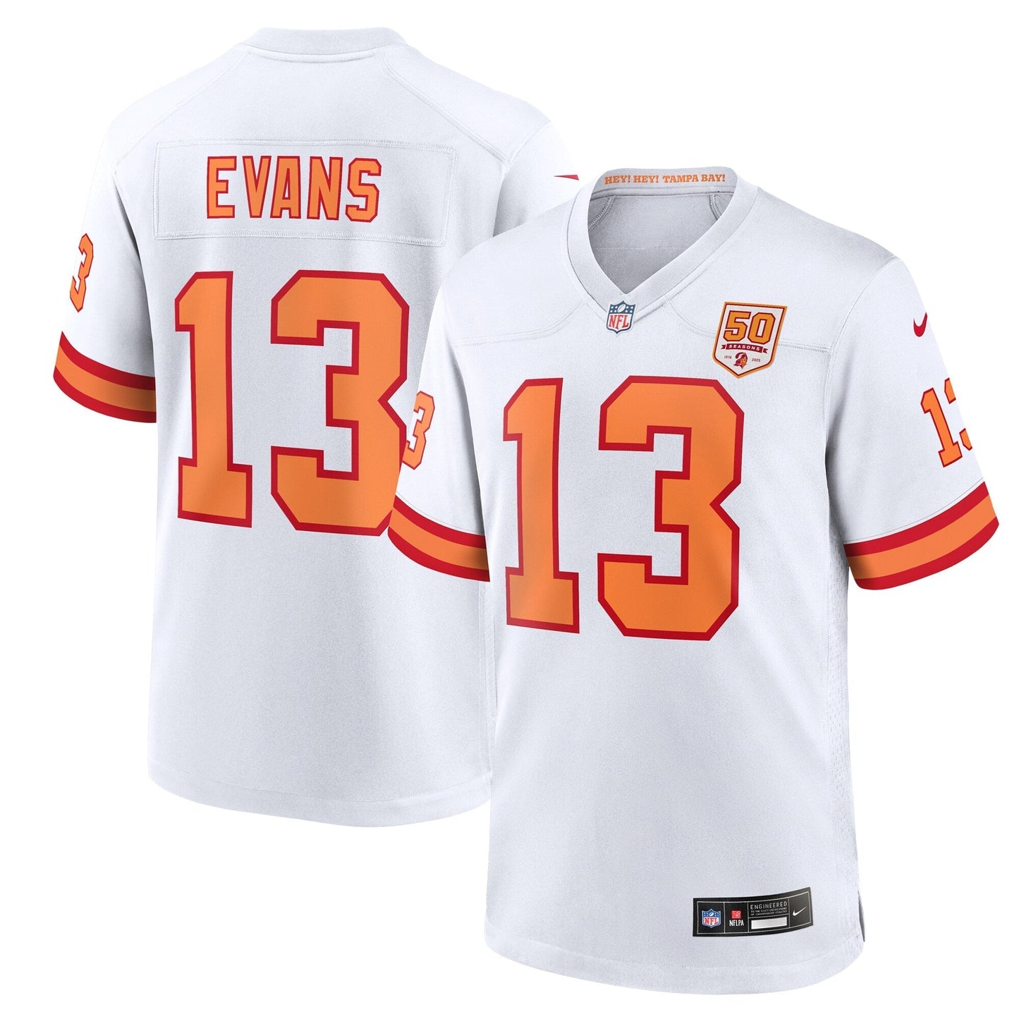 76 Tampa Bay Buccaneers Mike Evans White 50th Season Game Jersey football jersey product view 1