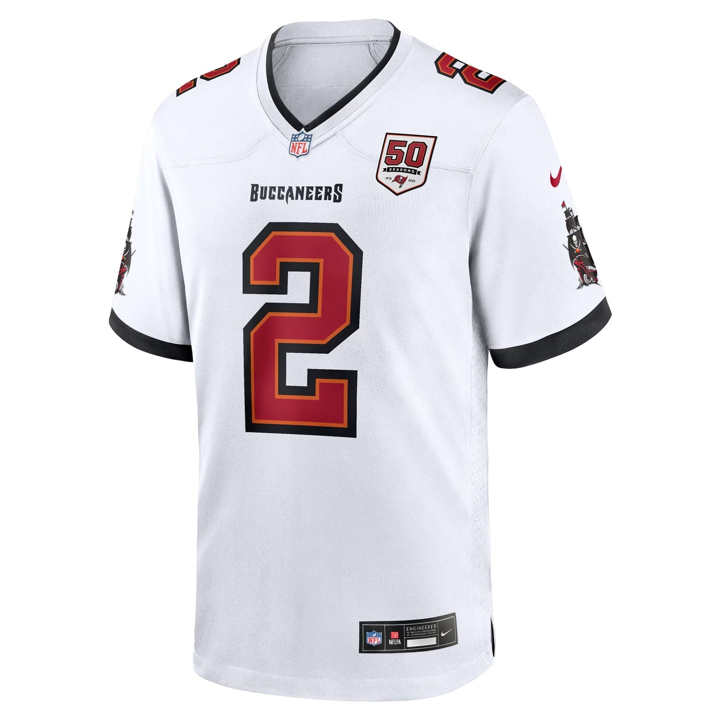 Tampa Bay Buccaneers Emeka Egbuka White 50th Season Game Jersey football jersey product view 1