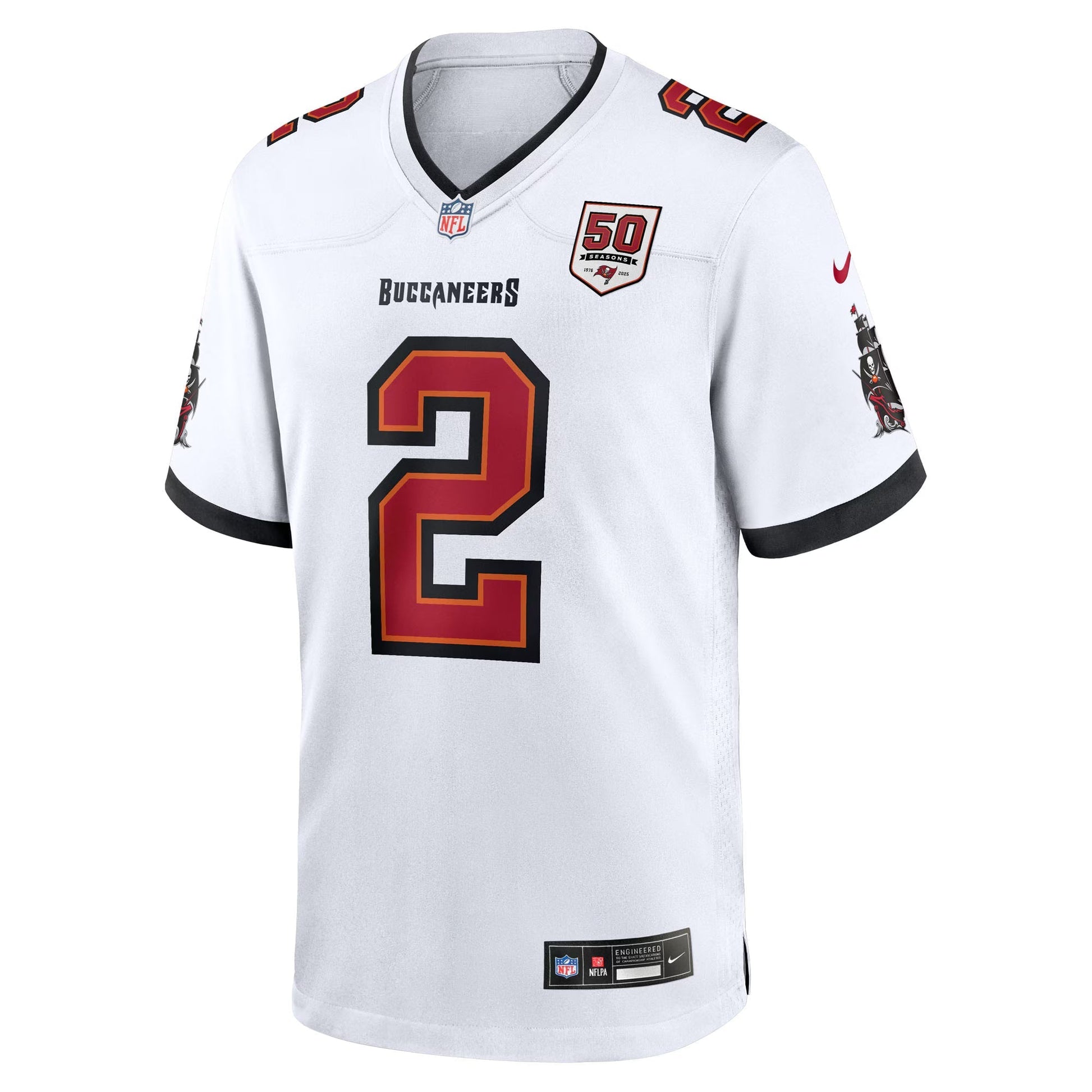 Tampa Bay Buccaneers Emeka Egbuka White 50th Season Game Jersey football jersey product view 1