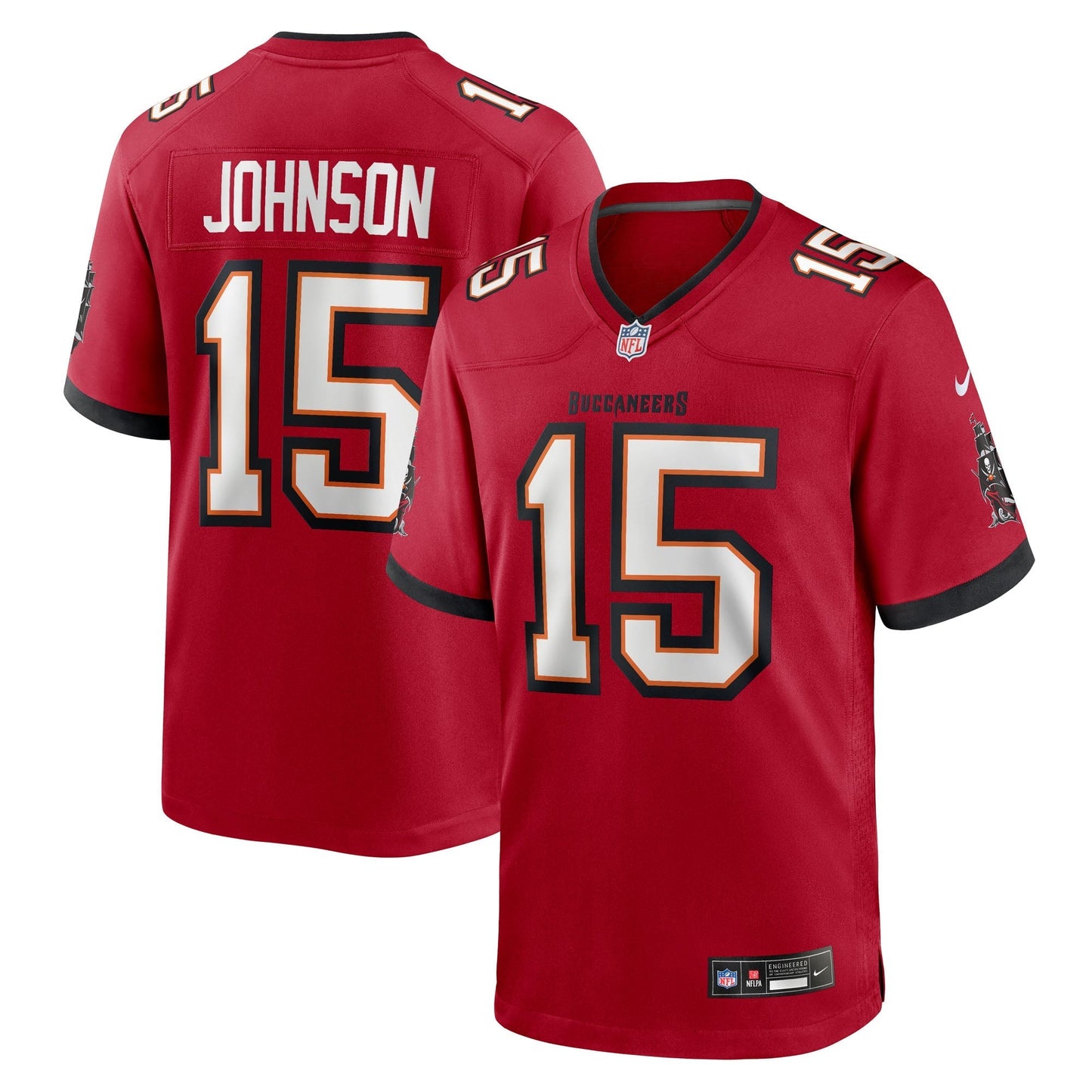 Tampa Bay Buccaneers Tez Johnson Red Team Game Jersey football jersey product view 1