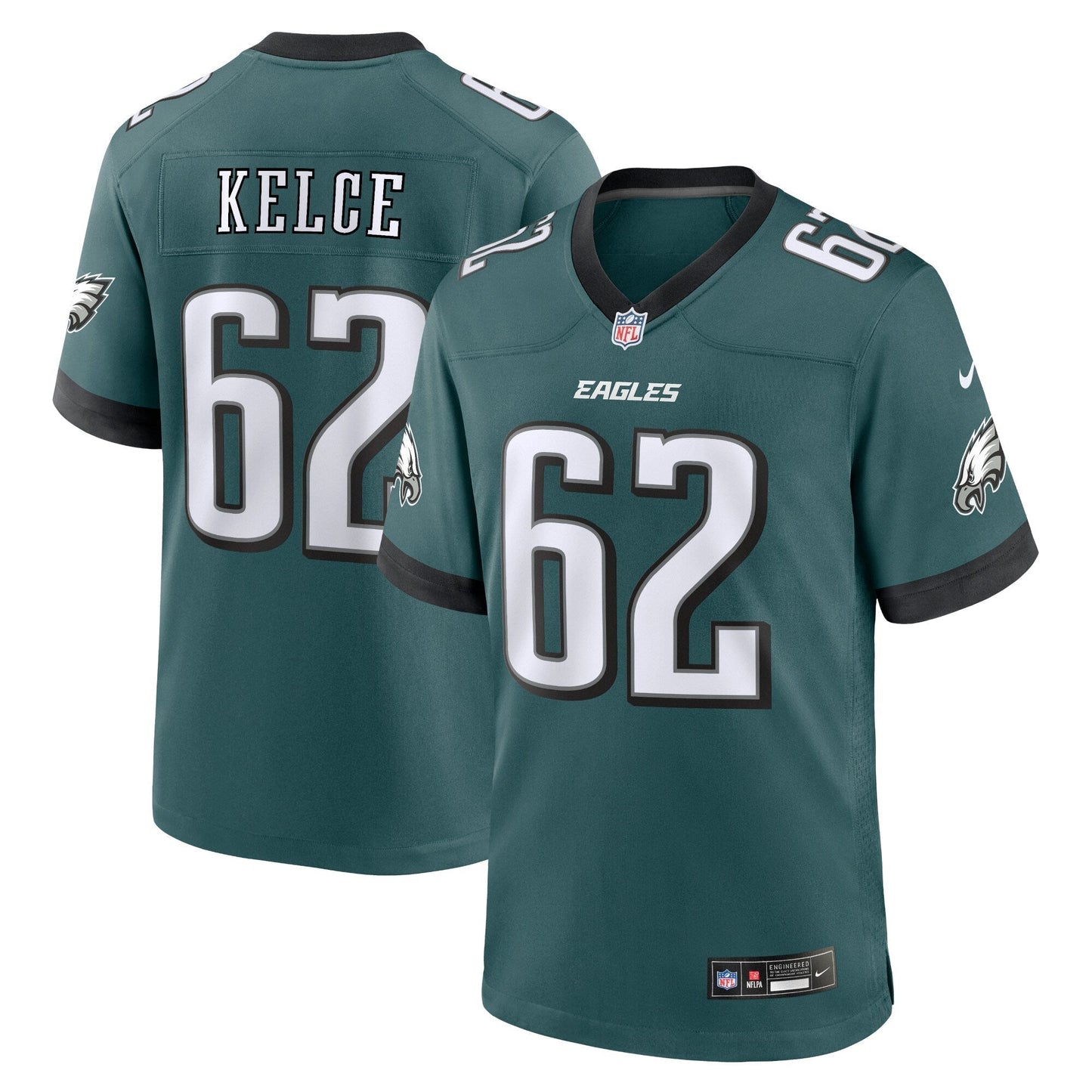 Philadelphia Eagles Jason Kelce Midnight Green Team Game Jersey football jersey product view 1