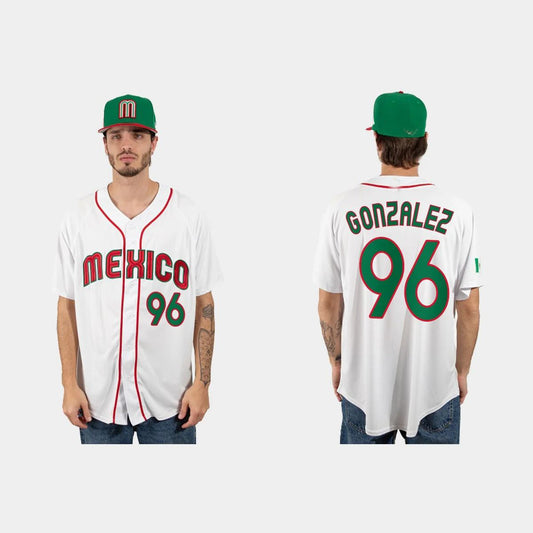 #96 FELIPE GONZALEZ MEXICO BASEBALL 2023 WORLD BASEBALL CLASSIC JERSEY ¨C WHITE Stitches Baseball Jerseys baseball jersey product view 1