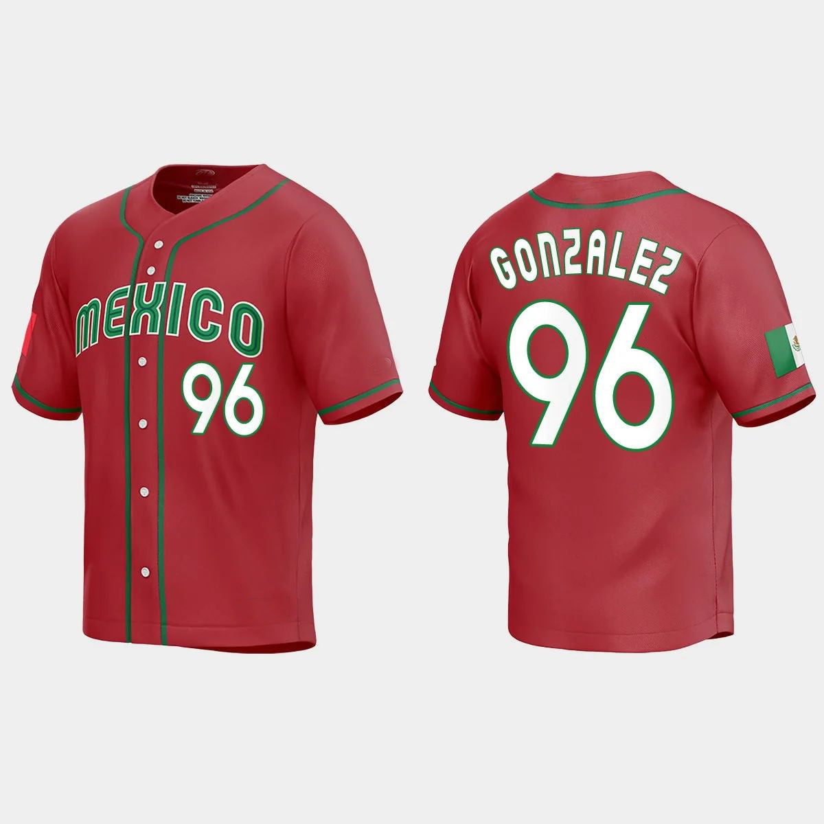 #96 FELIPE GONZALEZ MEXICO BASEBALL 2023 WORLD BASEBALL CLASSIC REPLICA JERSEY ¨C RED Stitches Baseball Jerseys baseball jersey product view 1