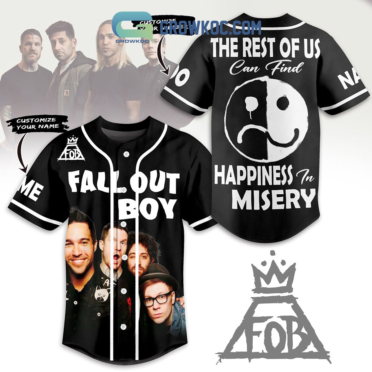 Fall Out Boy Happiness In Mistery Personalized Baseball Jersey Unisex T-shirt, Sweatshirt, Hoodie, Long Sleeve Tee - T-Shirt, Sweatshirt, Hoodie