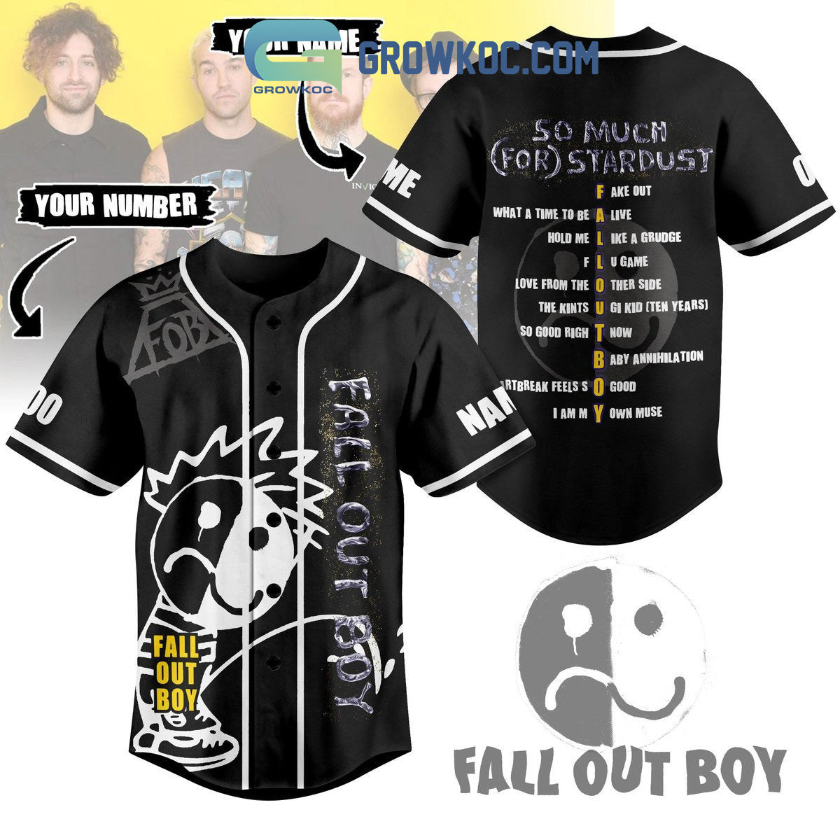 Fall Out Boy So Much For Stardust Personalized Baseball Jersey Unisex T-shirt, Sweatshirt, Hoodie, Long Sleeve Tee - T-Shirt, Sweatshirt, Hoodie