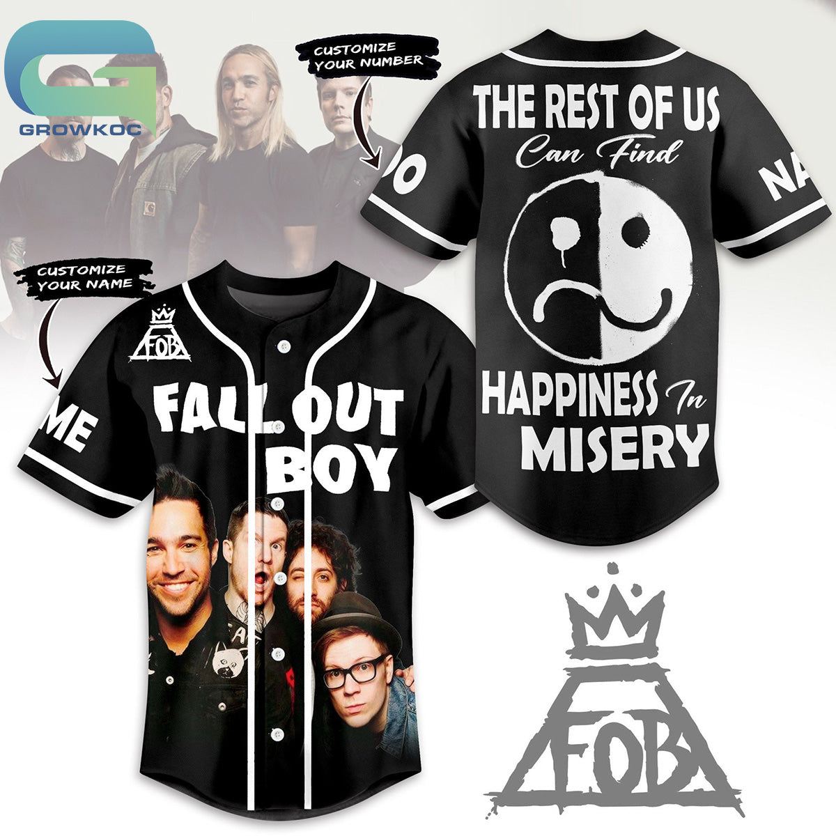 Fall Out Boy The Rest Of Us Can Find Happiness In Mysery Personalized Baseball Jersey Unisex T-shirt, Sweatshirt, Hoodie, Long Sleeve Tee - T-Shirt, Sweatshirt, Hoodie