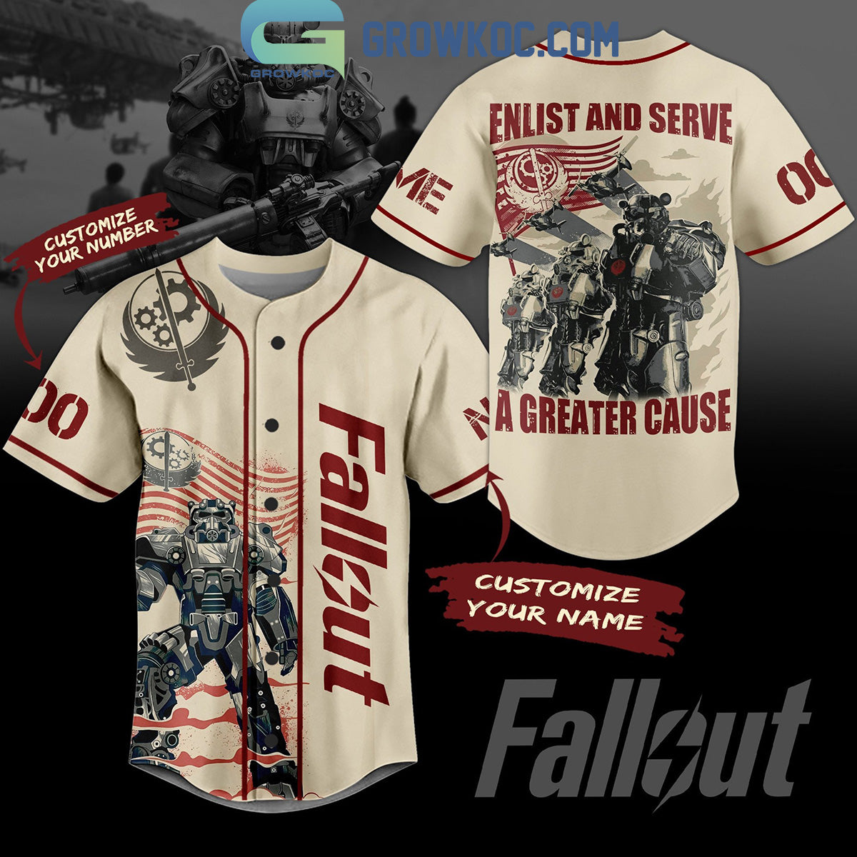 Fallout Enlist And Serve A Greater Cause Personalized Baseball Jersey Unisex T-shirt, Sweatshirt, Hoodie, Long Sleeve Tee - T-Shirt, Sweatshirt, Hoodie