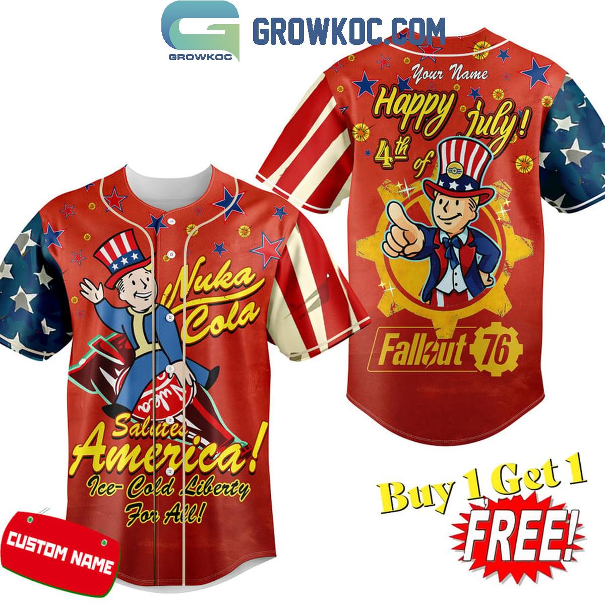 Fallout Happy 4th Of July Salut America Personalized Baseball Jersey Unisex T-shirt, Sweatshirt, Hoodie, Long Sleeve Tee - T-Shirt, Sweatshirt, Hoodie