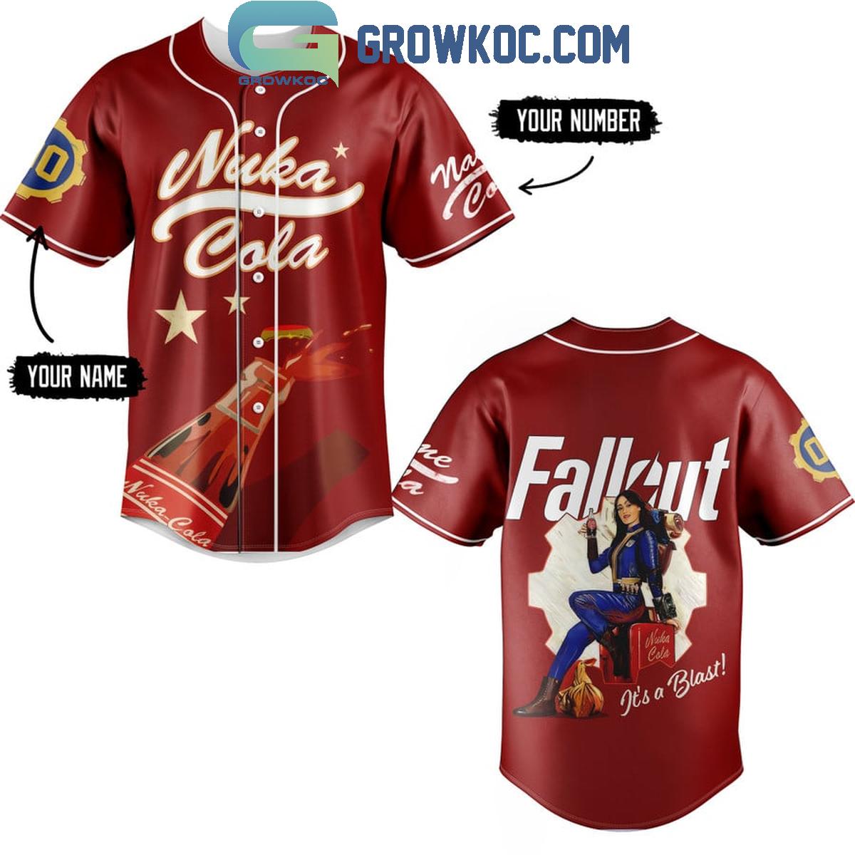Fallout Nuka-Cola Red Design Personalized Baseball Jersey Unisex T-shirt, Sweatshirt, Hoodie, Long Sleeve Tee - T-Shirt, Sweatshirt, Hoodie