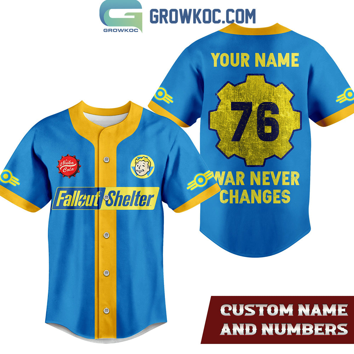 Fallout Shelter War Never Changes Personalized Baseball Jersey Unisex T-shirt, Sweatshirt, Hoodie, Long Sleeve Tee - T-Shirt, Sweatshirt, Hoodie