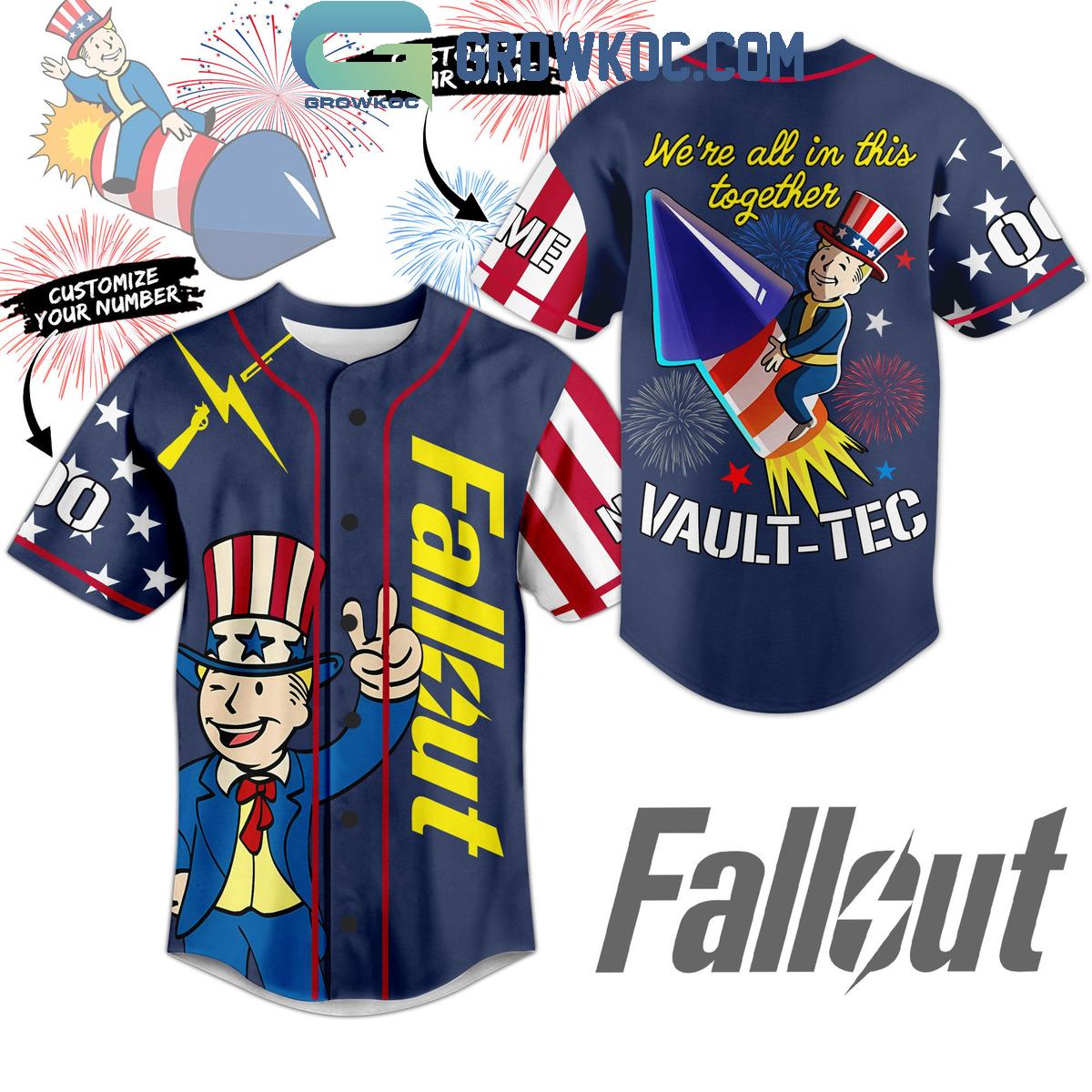Fallout Were All In This Together 4th Of July Personalized Baseball Jersey Unisex T-shirt, Sweatshirt, Hoodie, Long Sleeve Tee - T-Shirt, Sweatshirt, Hoodie