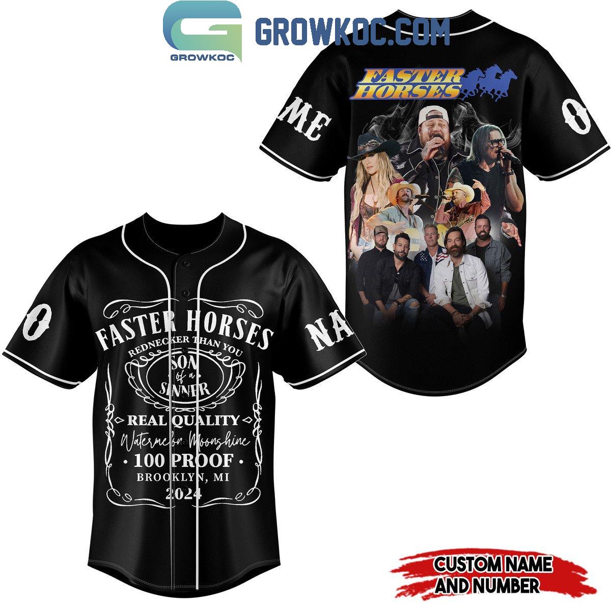 Faster Horses Real Quality 100 Proof 2024 Personalized Baseball Jersey Unisex T-shirt, Sweatshirt, Hoodie, Long Sleeve Tee - T-Shirt, Sweatshirt, Hoodie