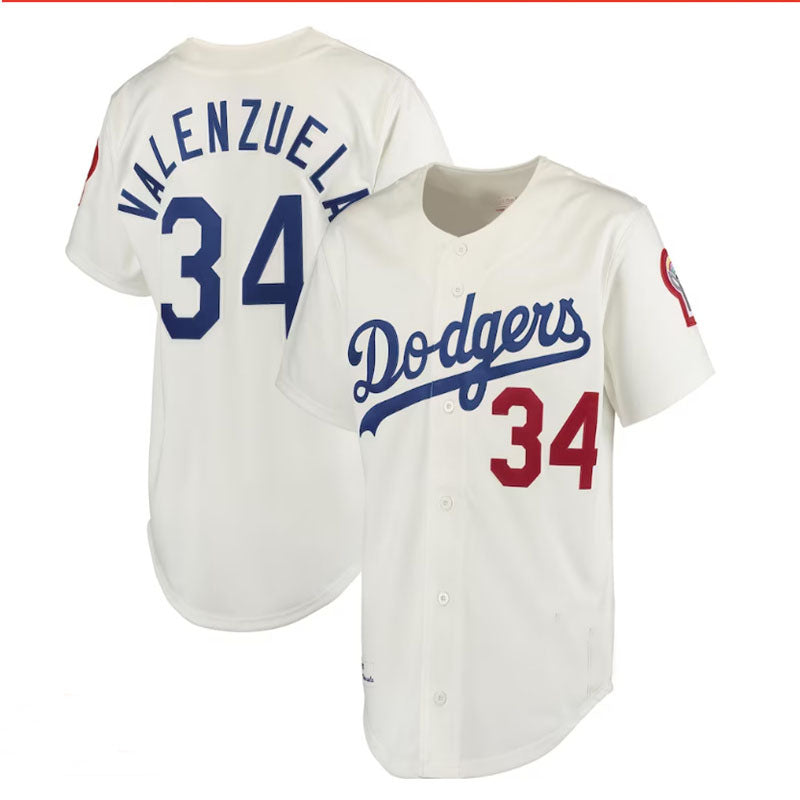 Los Angeles Dodgers #34 Fernando Valenzuela Authentic Jersey - White Baseball Jerseys baseball jersey product view 1