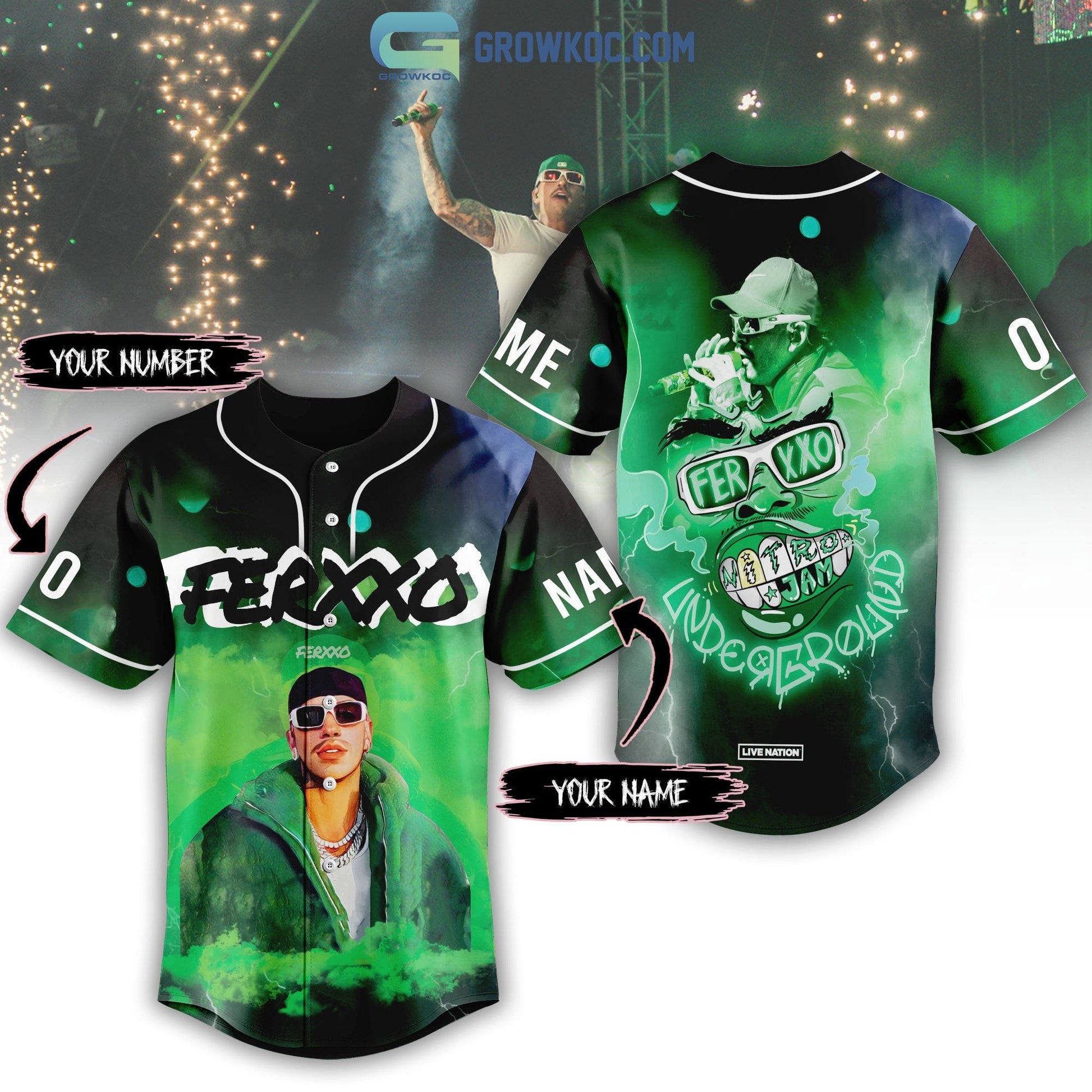 Ferxxo Nitro Jam Underground Personalized Baseball Jersey Unisex T-shirt, Sweatshirt, Hoodie, Long Sleeve Tee - T-Shirt, Sweatshirt, Hoodie