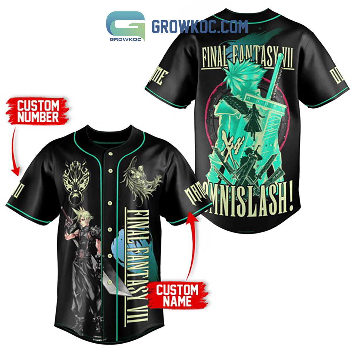 Final Fantasy VII Omnislash Personalized Baseball Jersey Unisex T-shirt, Sweatshirt, Hoodie, Long Sleeve Tee - T-Shirt, Sweatshirt, Hoodie