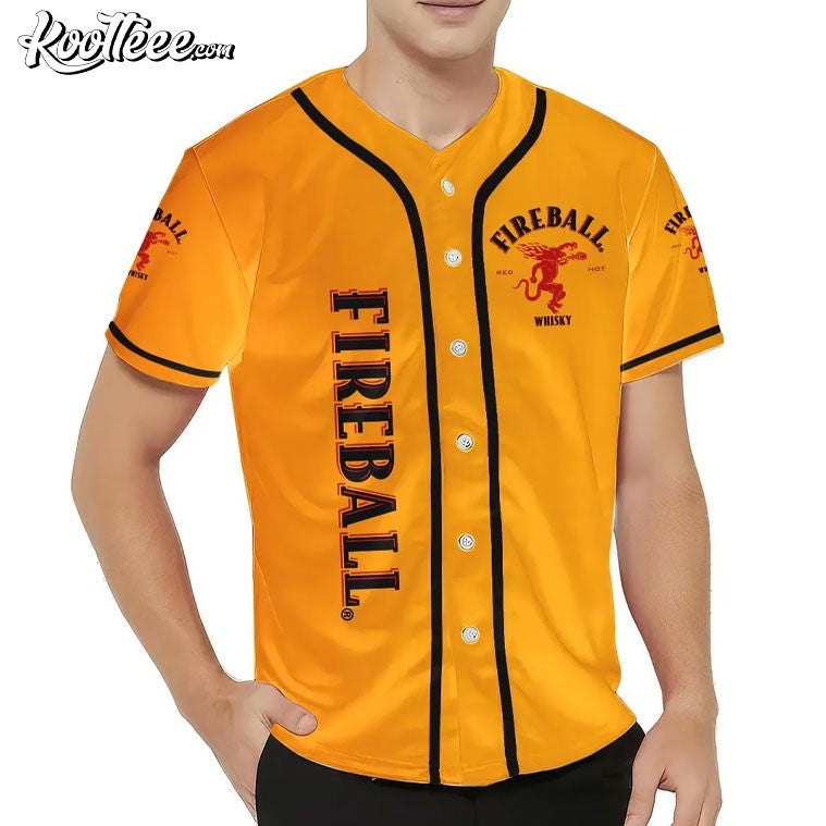 Fireball Whisky Personalized Name Baseball Jersey Unisex T-shirt, Sweatshirt, Hoodie, Long Sleeve Tee - T-Shirt, Sweatshirt, Hoodie