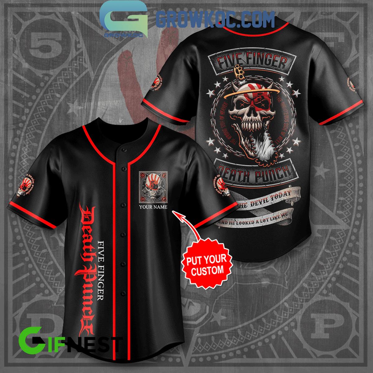 Five Finger Death Punch I Saw The Devil Personalized Baseball Jersey Unisex T-shirt, Sweatshirt, Hoodie, Long Sleeve Tee - T-Shirt, Sweatshirt, Hoodie