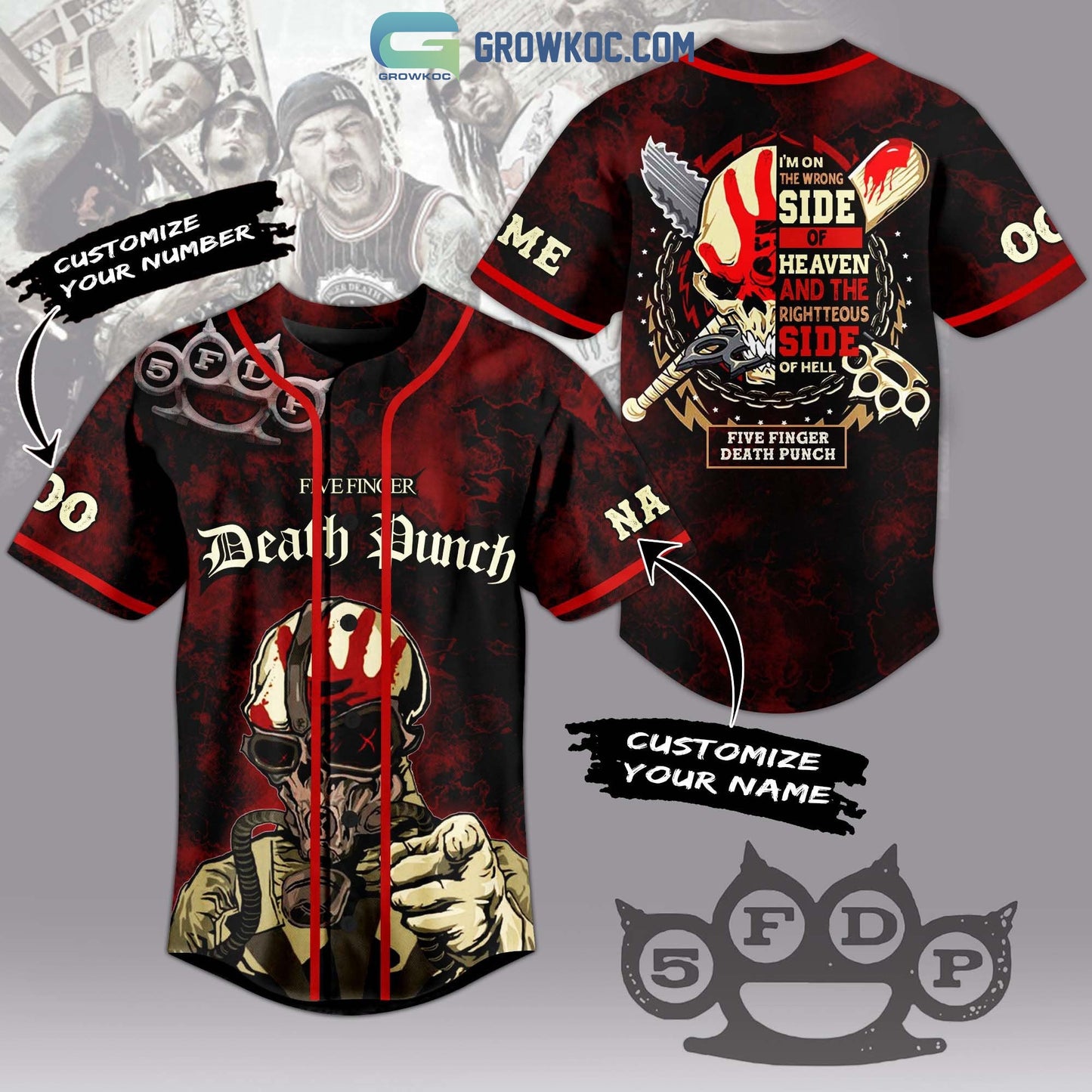 Five Finger Death Punch Personalized Baseball Jersey Unisex T-shirt, Sweatshirt, Hoodie, Long Sleeve Tee - T-Shirt, Sweatshirt, Hoodie