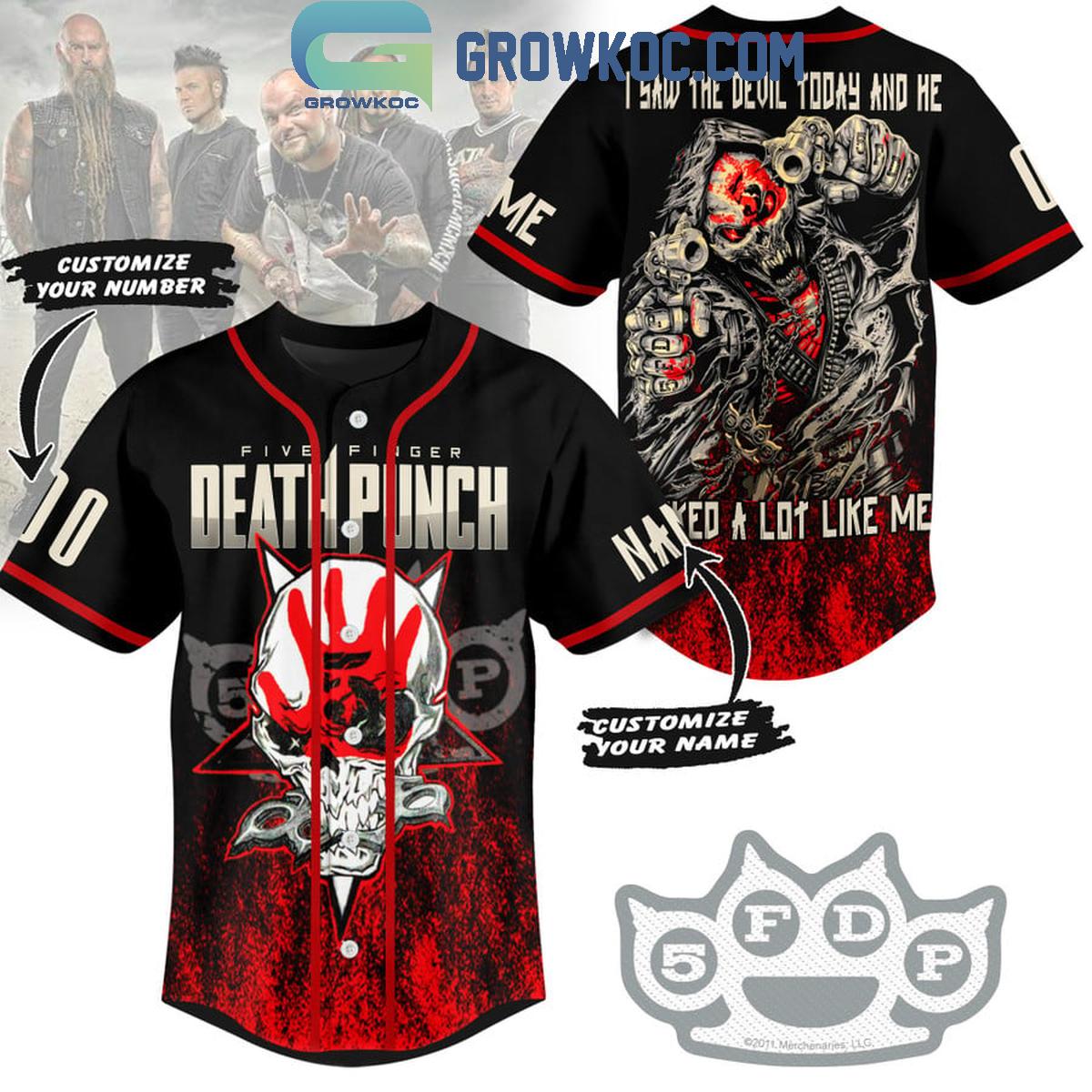 Five Finger Death Punch The Devil Is Like Me Personalized Baseball Jersey Unisex T-shirt, Sweatshirt, Hoodie, Long Sleeve Tee - T-Shirt, Sweatshirt, Hoodie