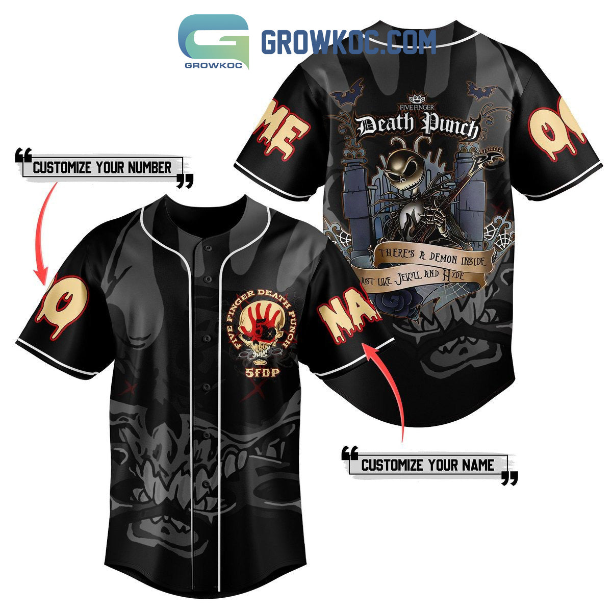 Five Finger Death Punch Theres A Demon Inside Just Like Jekyll And Hyde Personalized Baseball Jersey - T-Shirt, Sweatshirt, Hoodie