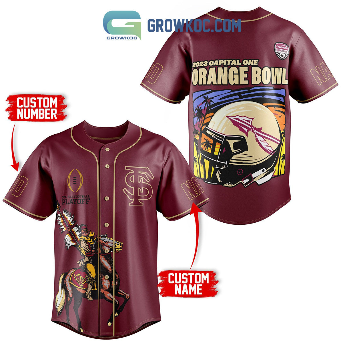 Florida State Seminoles 2023 Capital One Orange Bowl Personalized Baseball Jersey Unisex T-shirt, Sweatshirt, Hoodie, Long Sleeve Tee - T-Shirt, Sweatshirt, Hoodie