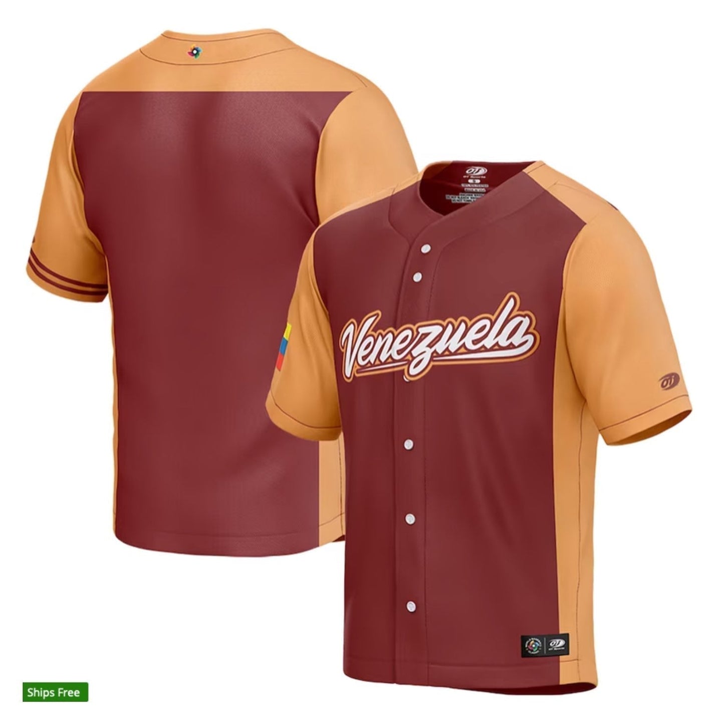Custom Team Venezuela World Baseball Classic 2023 Jersey baseball jersey product view 1