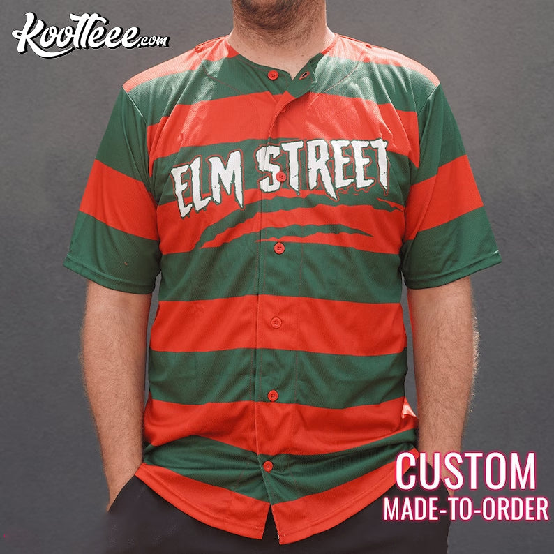 Freddy Krueger Nightmare On Elm Street Horror Custom Baseball Jersey Unisex T-shirt, Sweatshirt, Hoodie, Long Sleeve Tee - T-Shirt, Sweatshirt, Hoodie