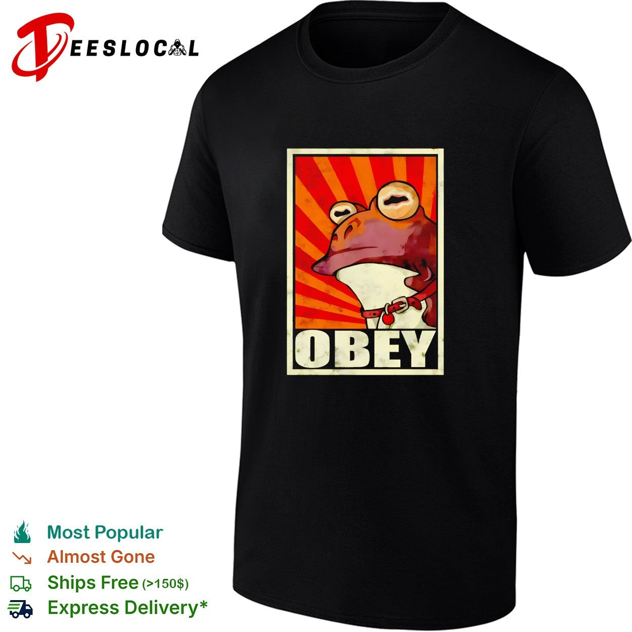 Frog obey poster retro shirt Unisex T-shirt, Sweatshirt, Hoodie, Long Sleeve Tee - T-Shirt, Sweatshirt, Hoodie